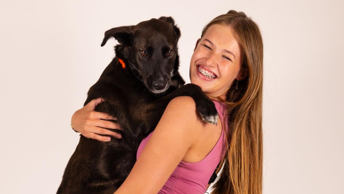 Kei the heroic dog with Kensey Lamont