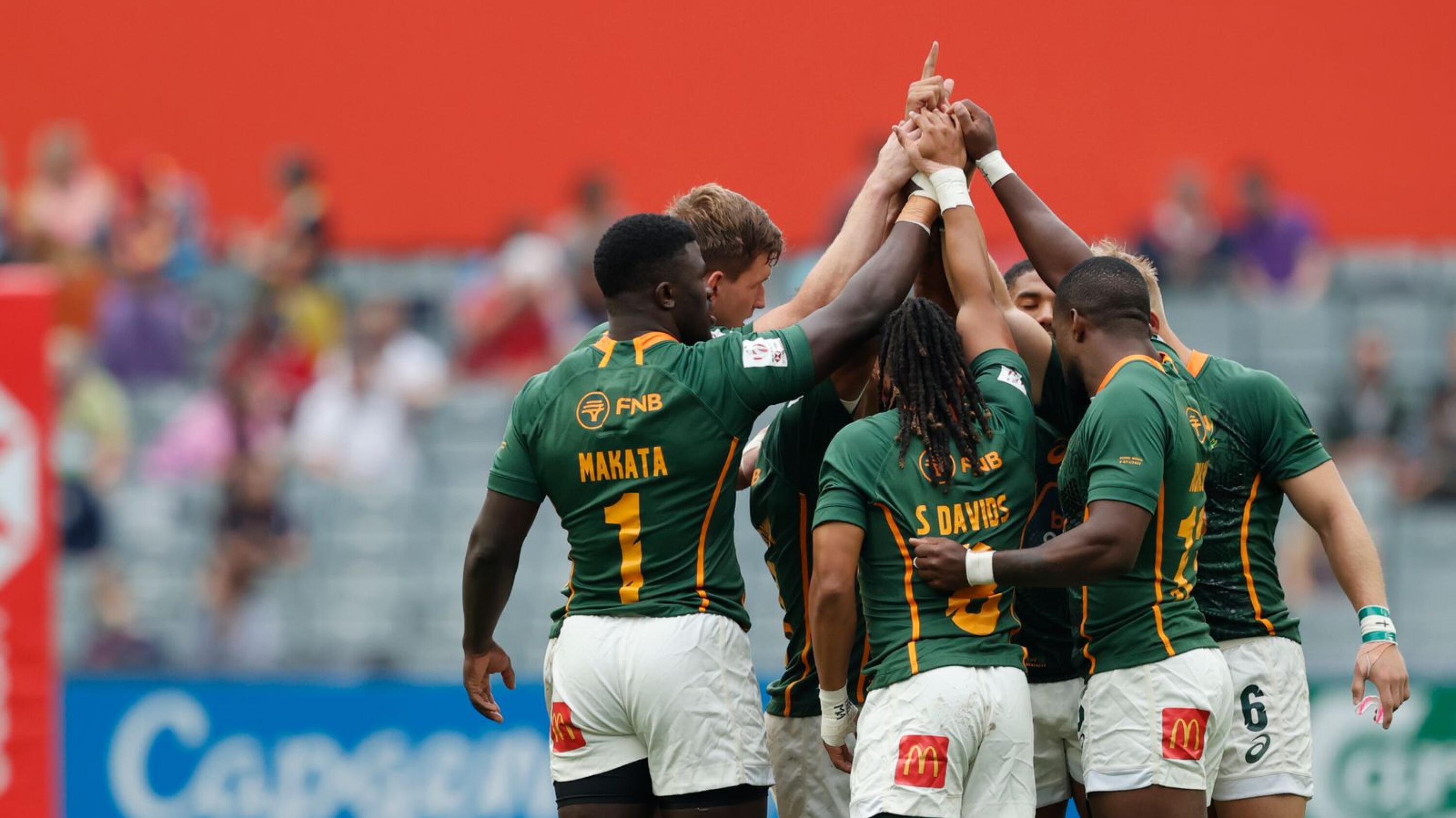 The Blitzboks huddle before a game.