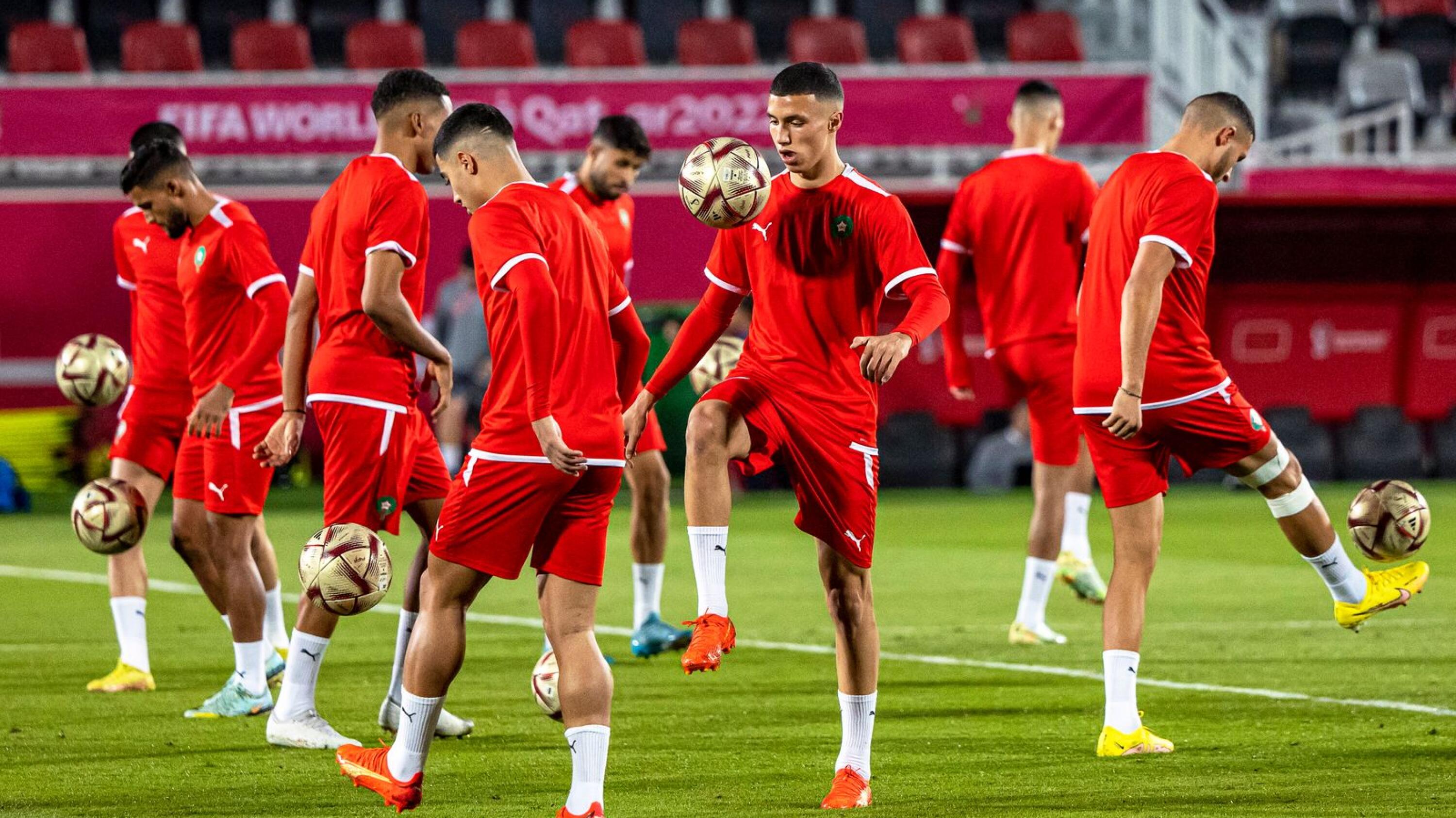 Morocco players during a training session at the Fifa World Cup