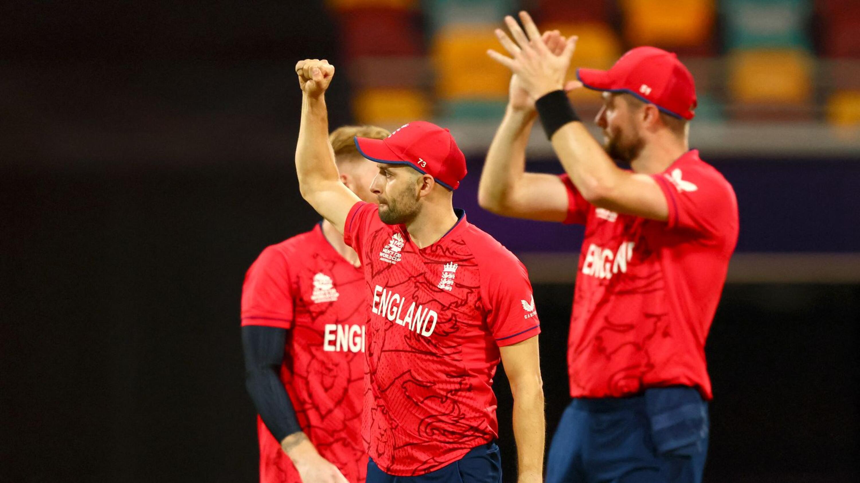 England players celebrate their win over New Zealand at The Gabba in Brisbane on Tuesday