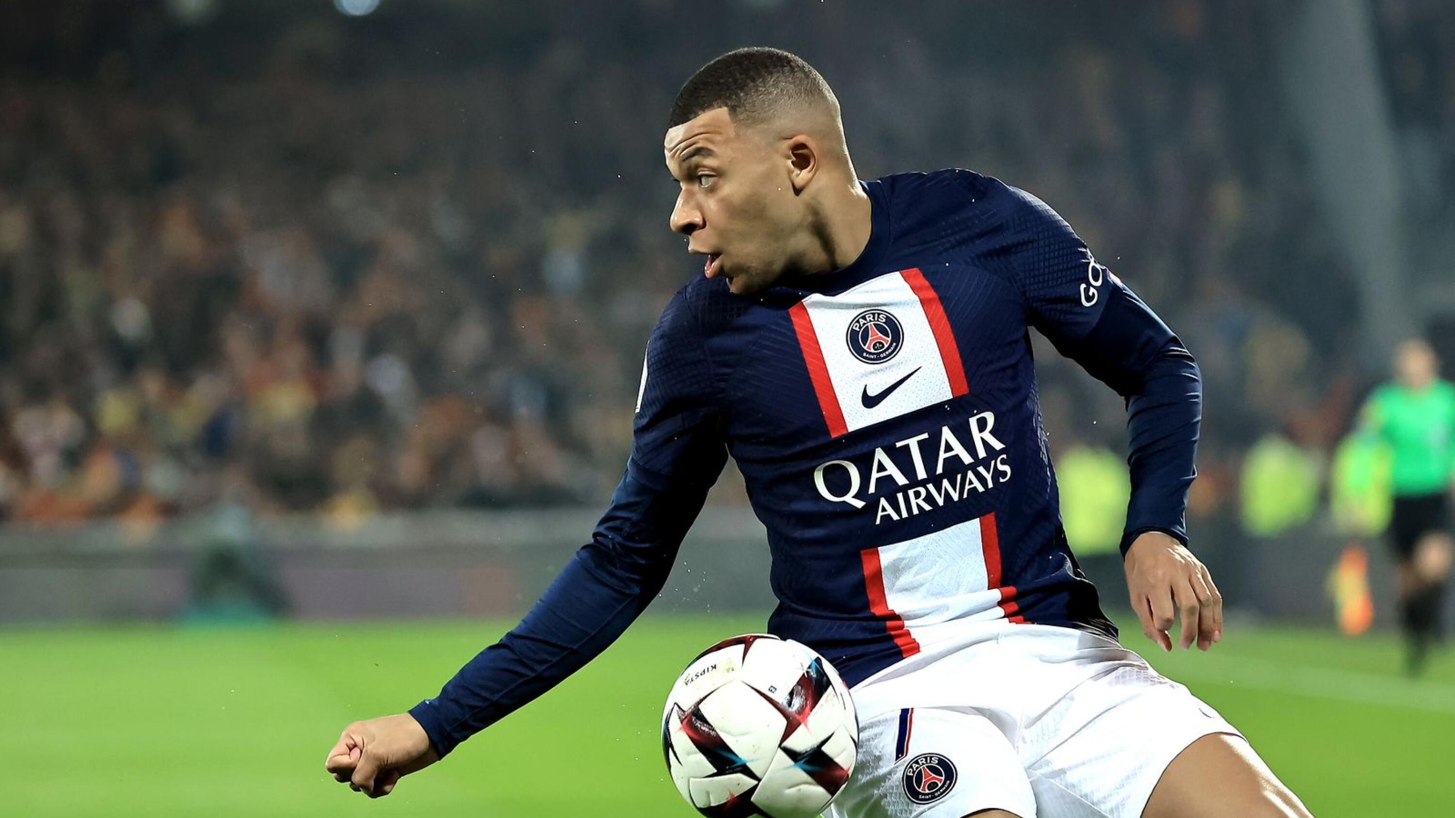 French striker Kylian Mbappe in action for his club PSG