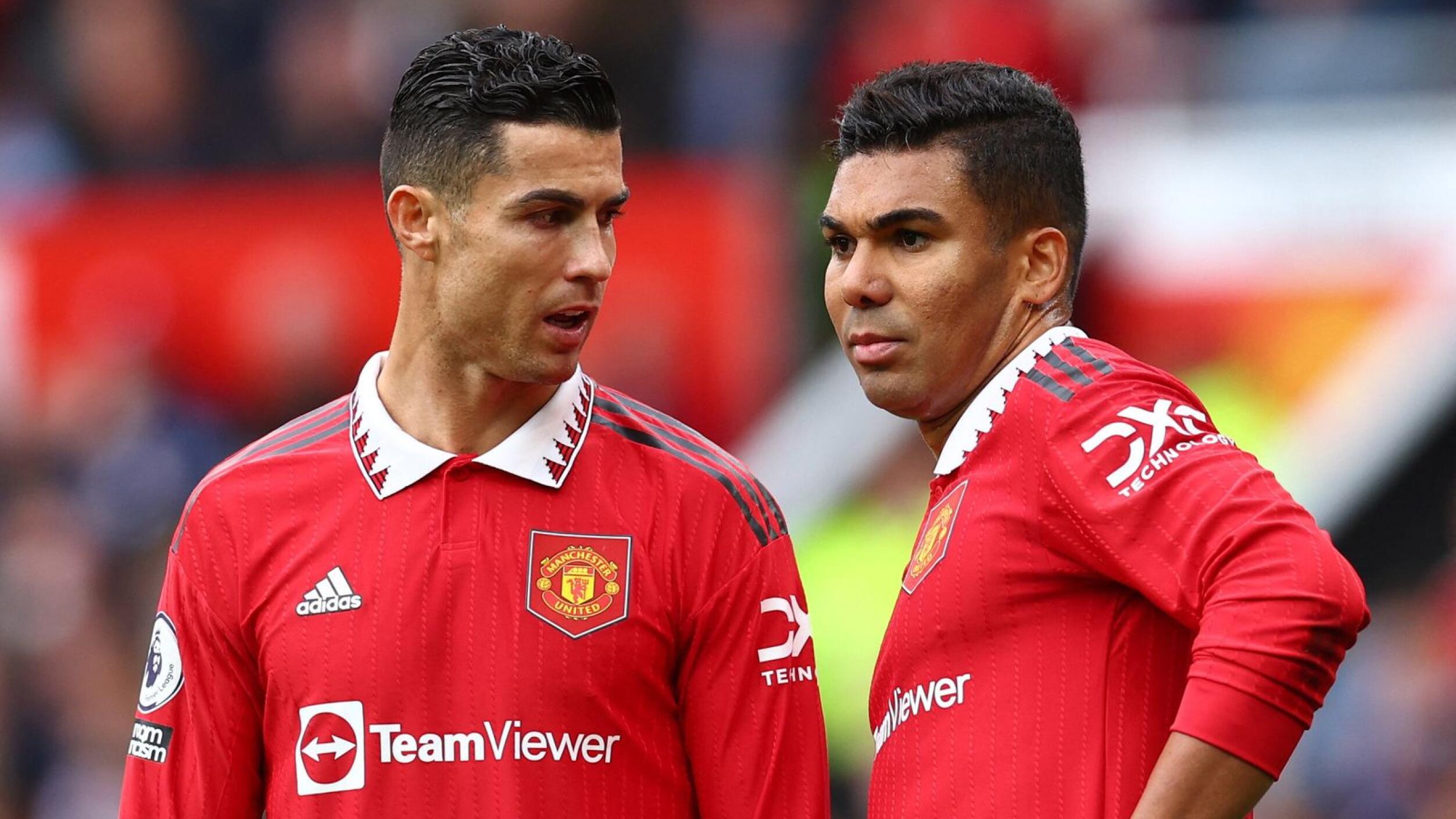 Manchester United's Cristiano Ronaldo (left) and Casemiro will go up against old rivals Barcelona in the next round of the Europa League