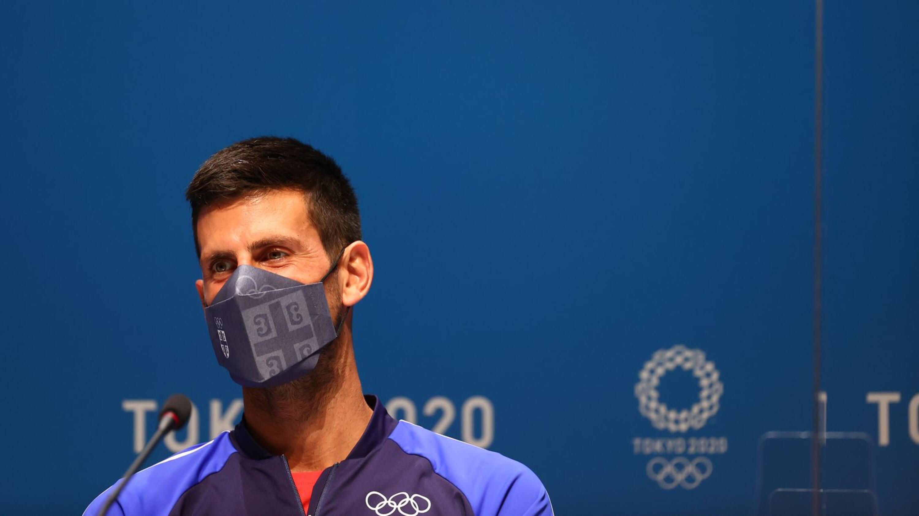 Novak Djokovic of Serbia speaks during a press conference