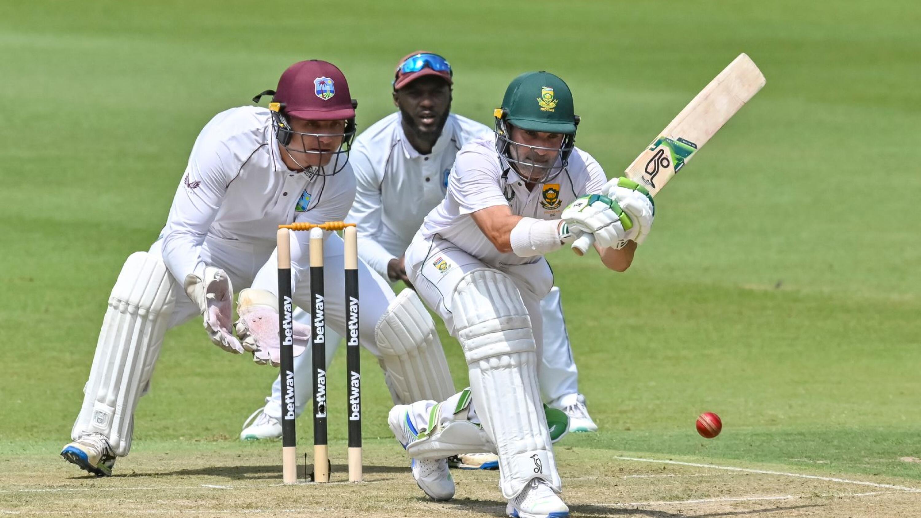 Dean Elgar of South Africa during day 1 of the 2nd Test Match against the West Indies at the Wanderers in Johannesburg
