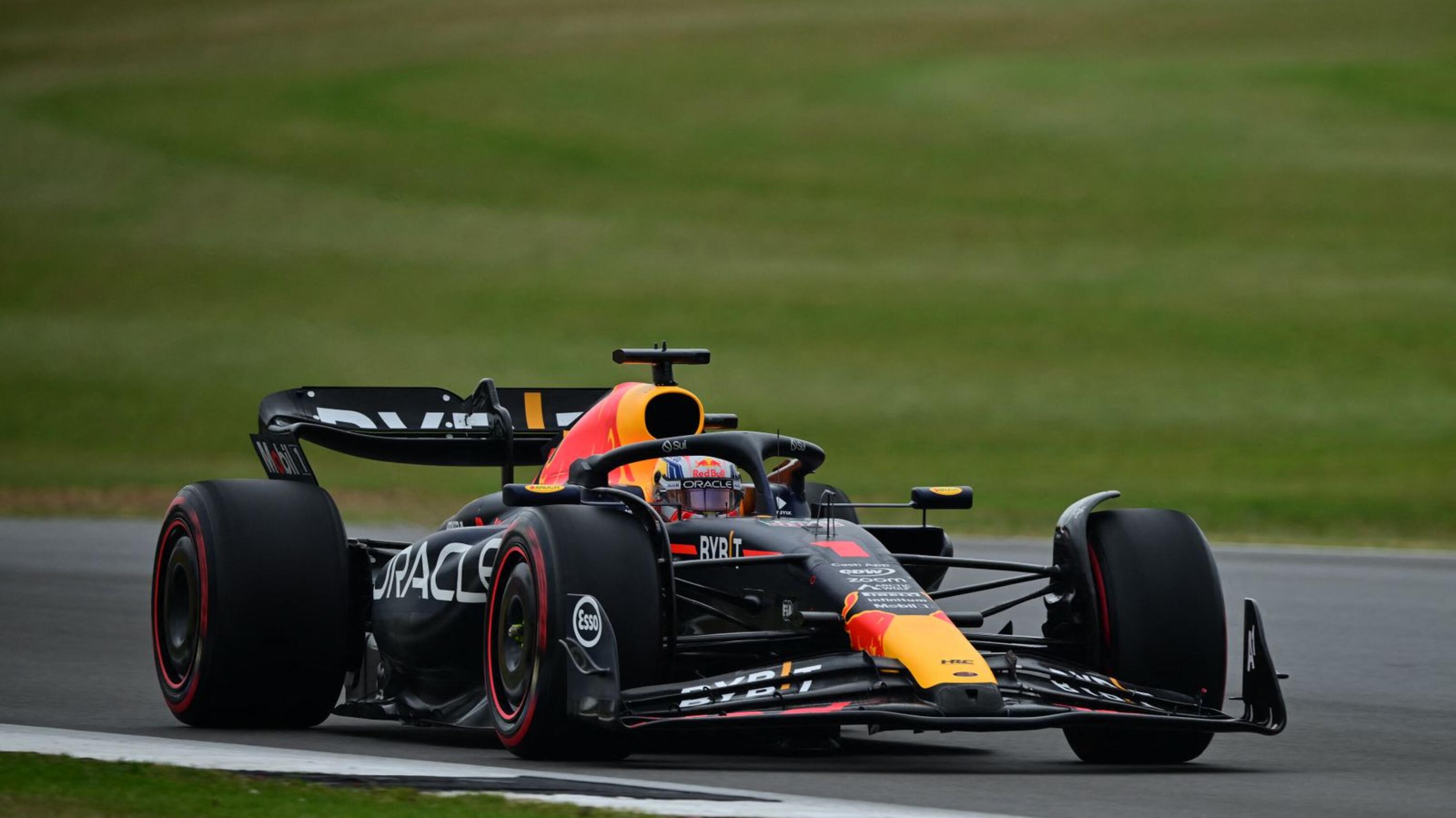 Red Bull Racing's Max Verstappen drives during the qualifying session for the Formula One British Grand Prix at the Silverstone motor racing circuit in Silverstone