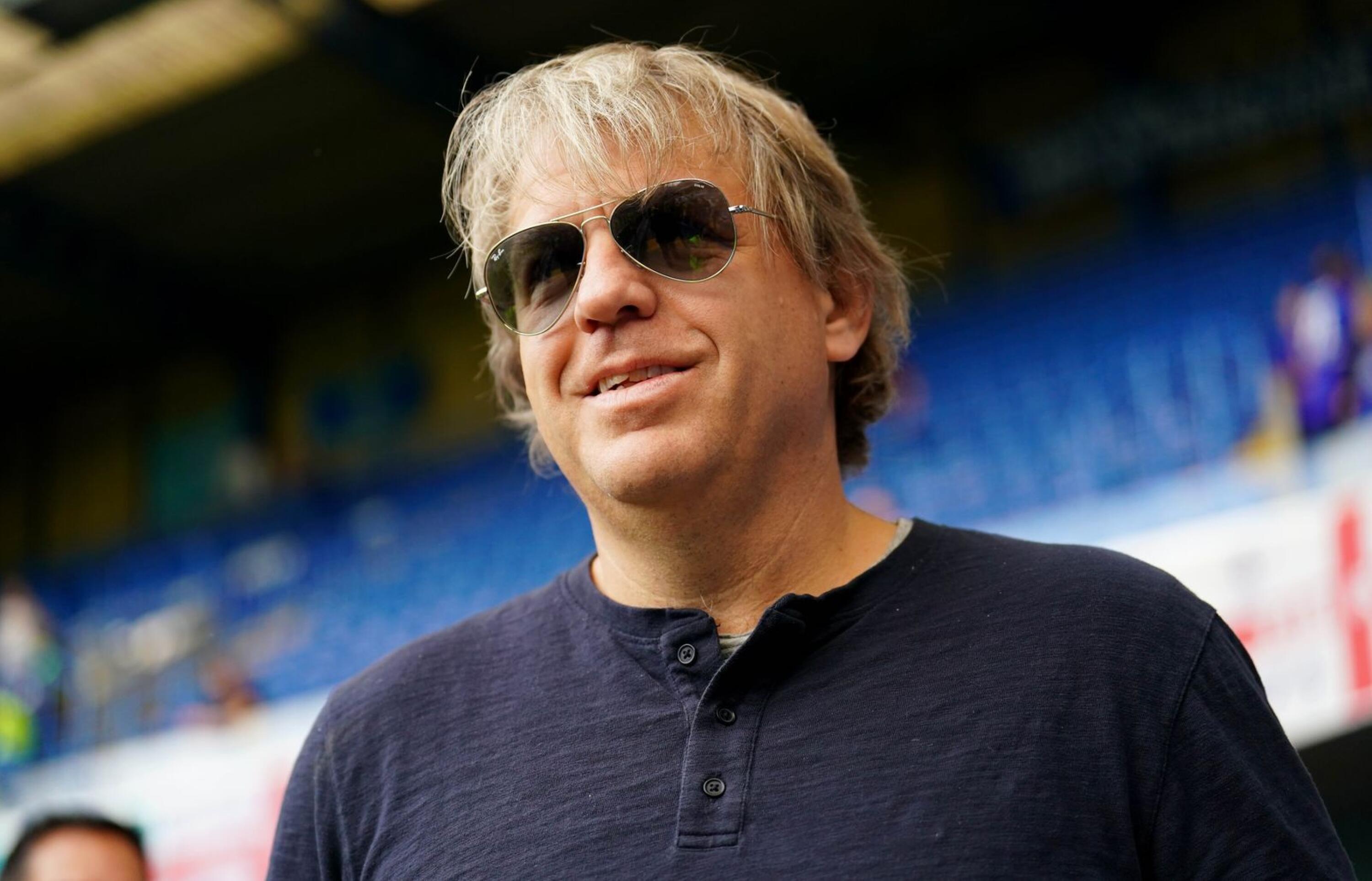 New Chelsea owner Todd Boehly on the pitch after a Premier League match at Stamford Bridge, London