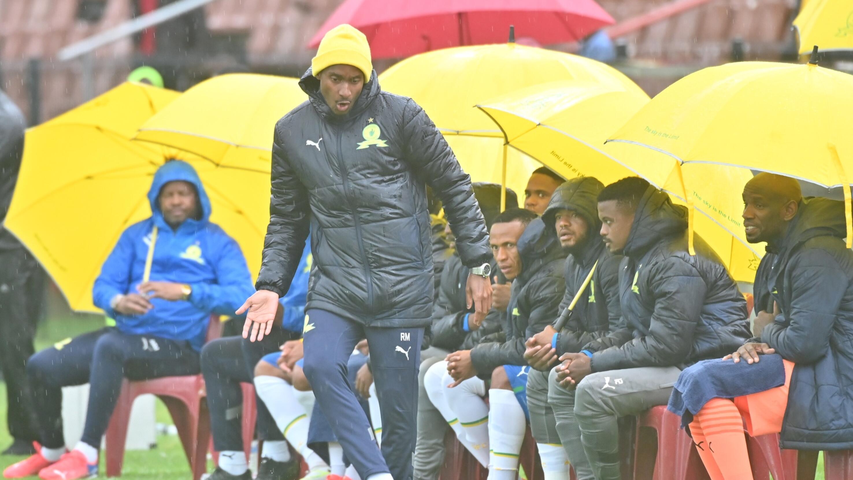 Mamelodi Sundowns head coach Rhulani Mokwena during a DStv Premiership game against Stellenbosch FC at Danie Craven Stadium in Stellenbosch