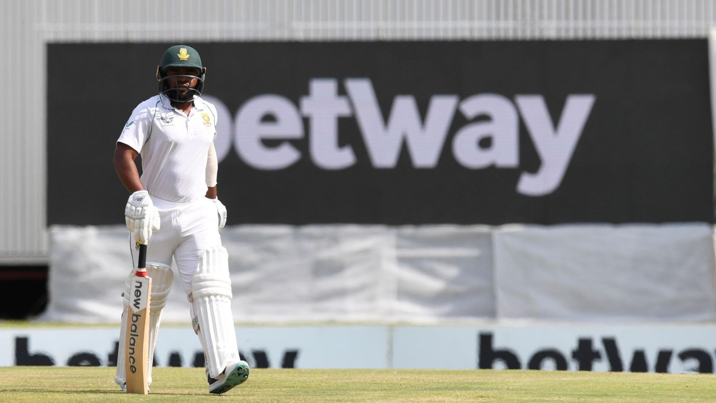 Proteas captain Temba Bavuma walks back to the pavillion after being dismissed without scoring on day one of the first Test against the West Indies at SuperSport Park in Centurion on Tuesday