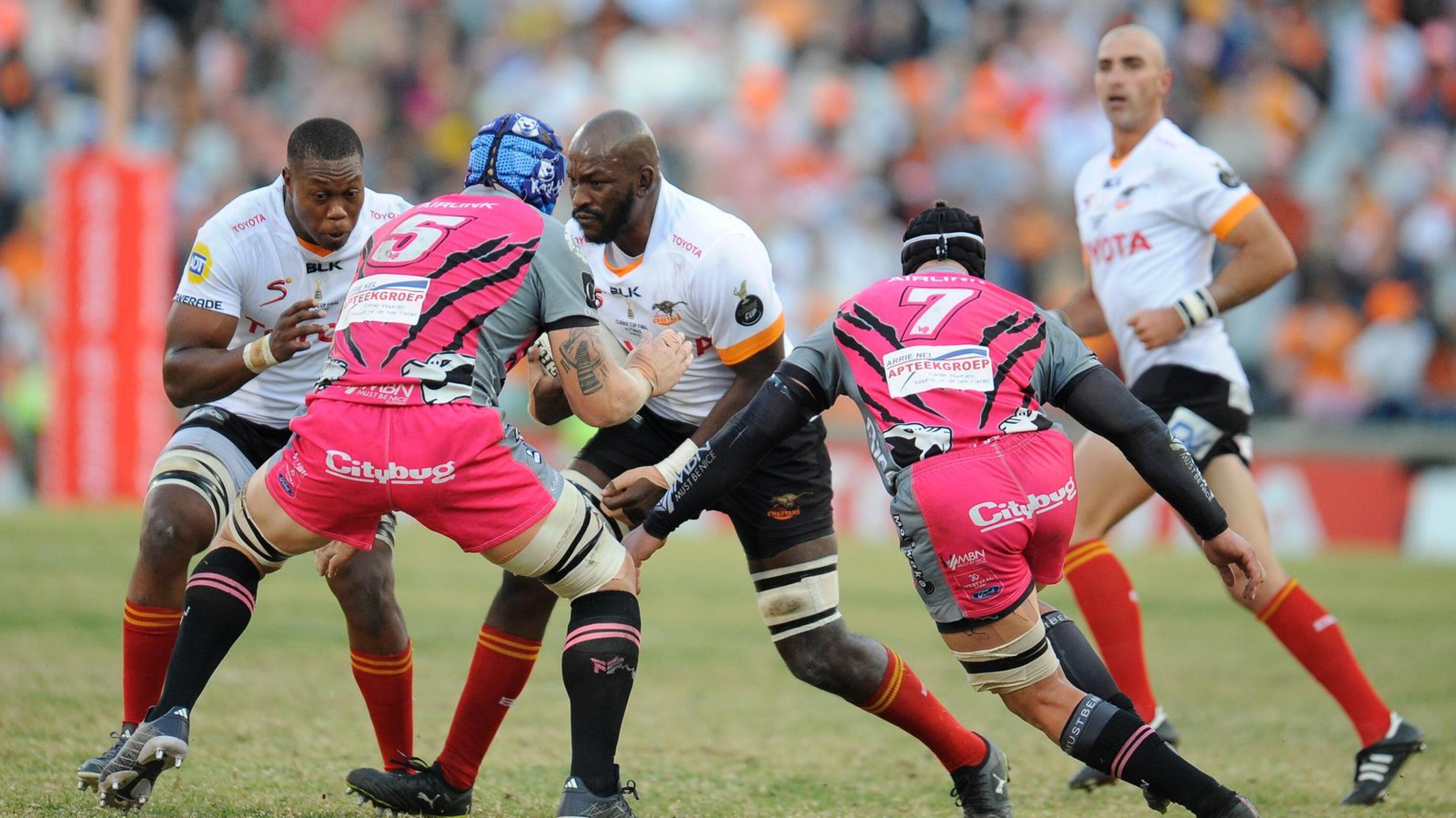 Victor Sekeketeof the Free State Cheetahs carries the ball during their Currie Cup Final clash against the Pumas at Free State Stadium in Bloemfontein on Saturday