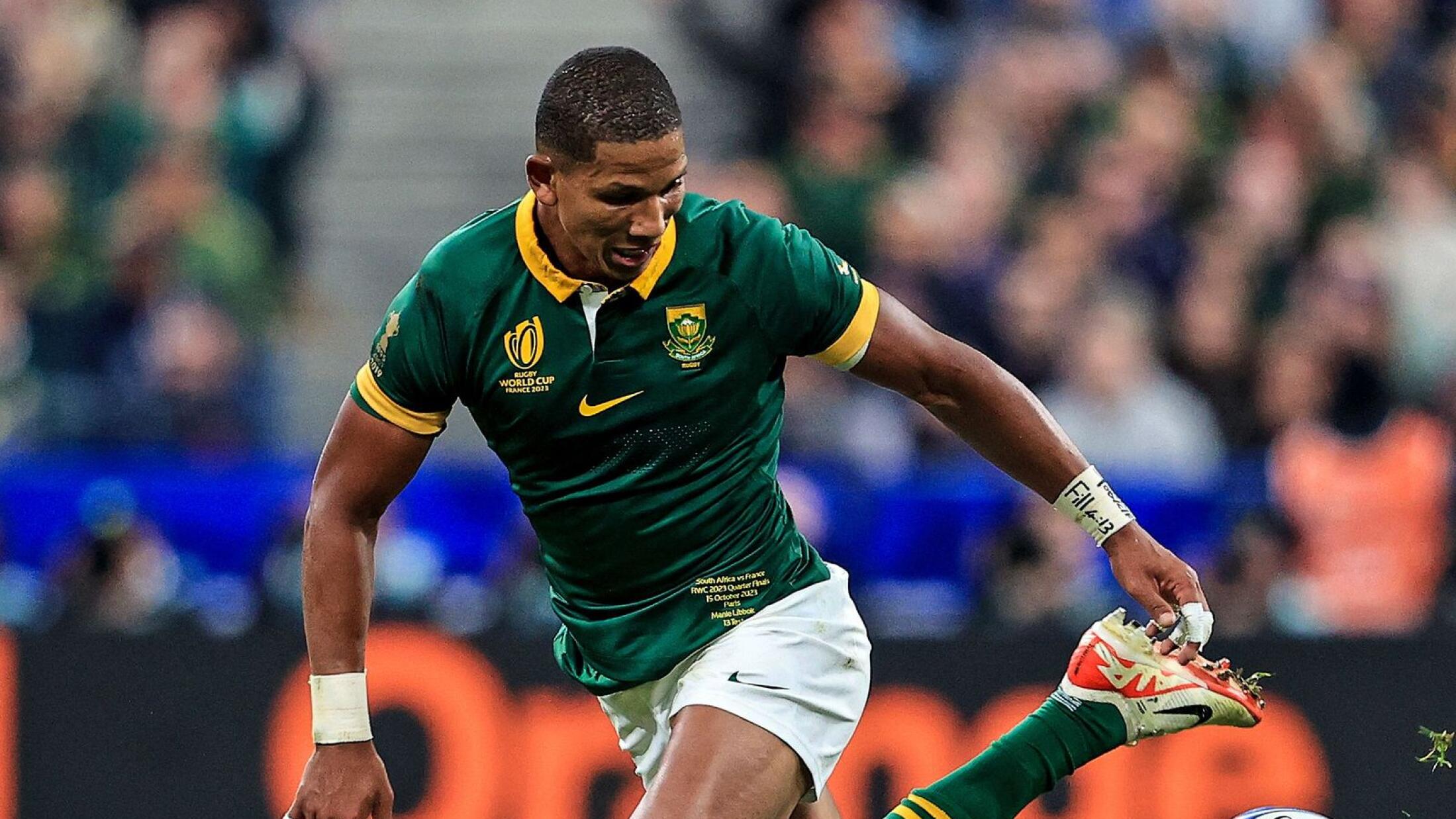 South Africa’s Manie Libbok in action during the Rugby World Cup