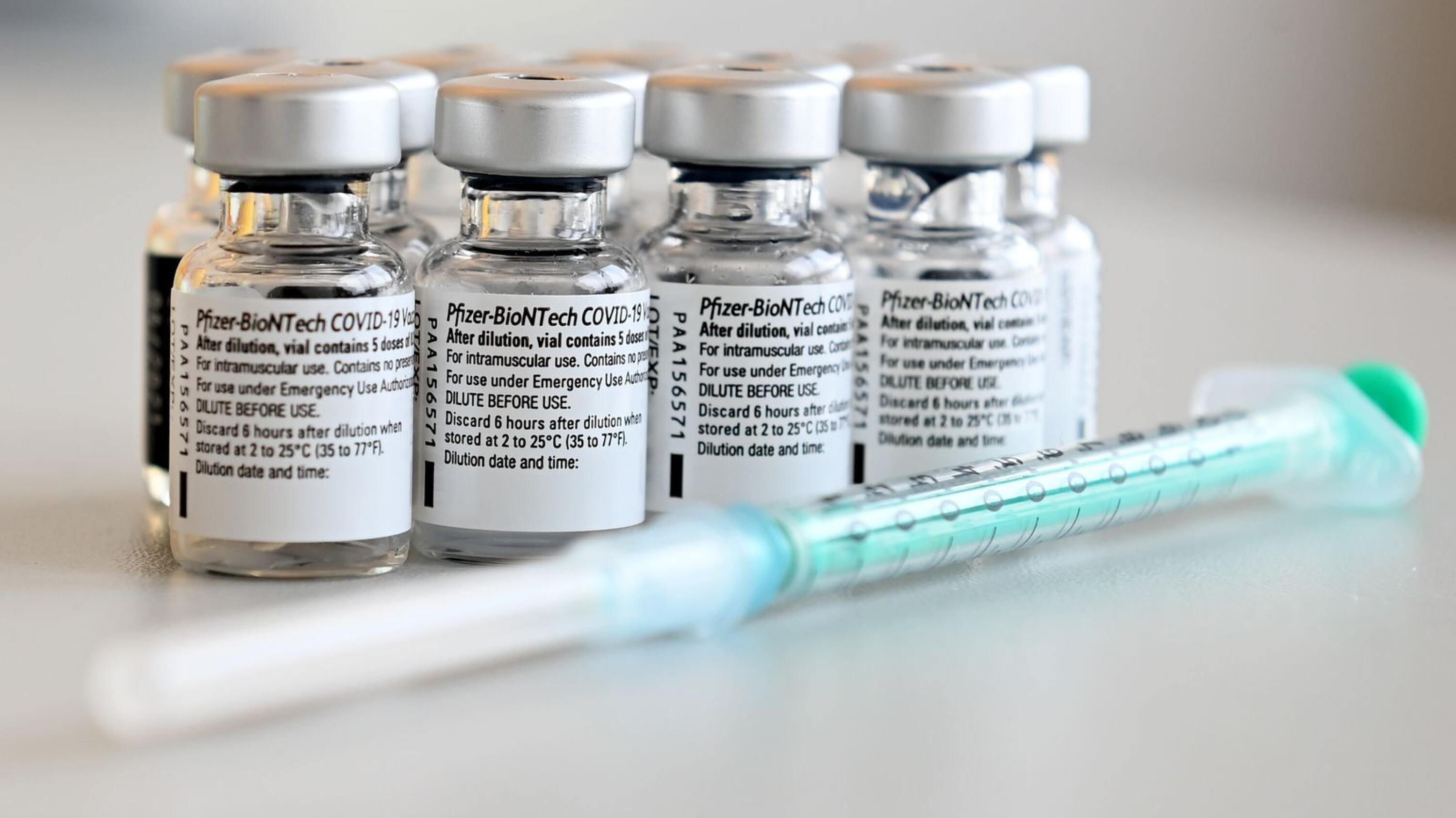 Vials of the Pfizer-BioNTech Covid-19 vaccine