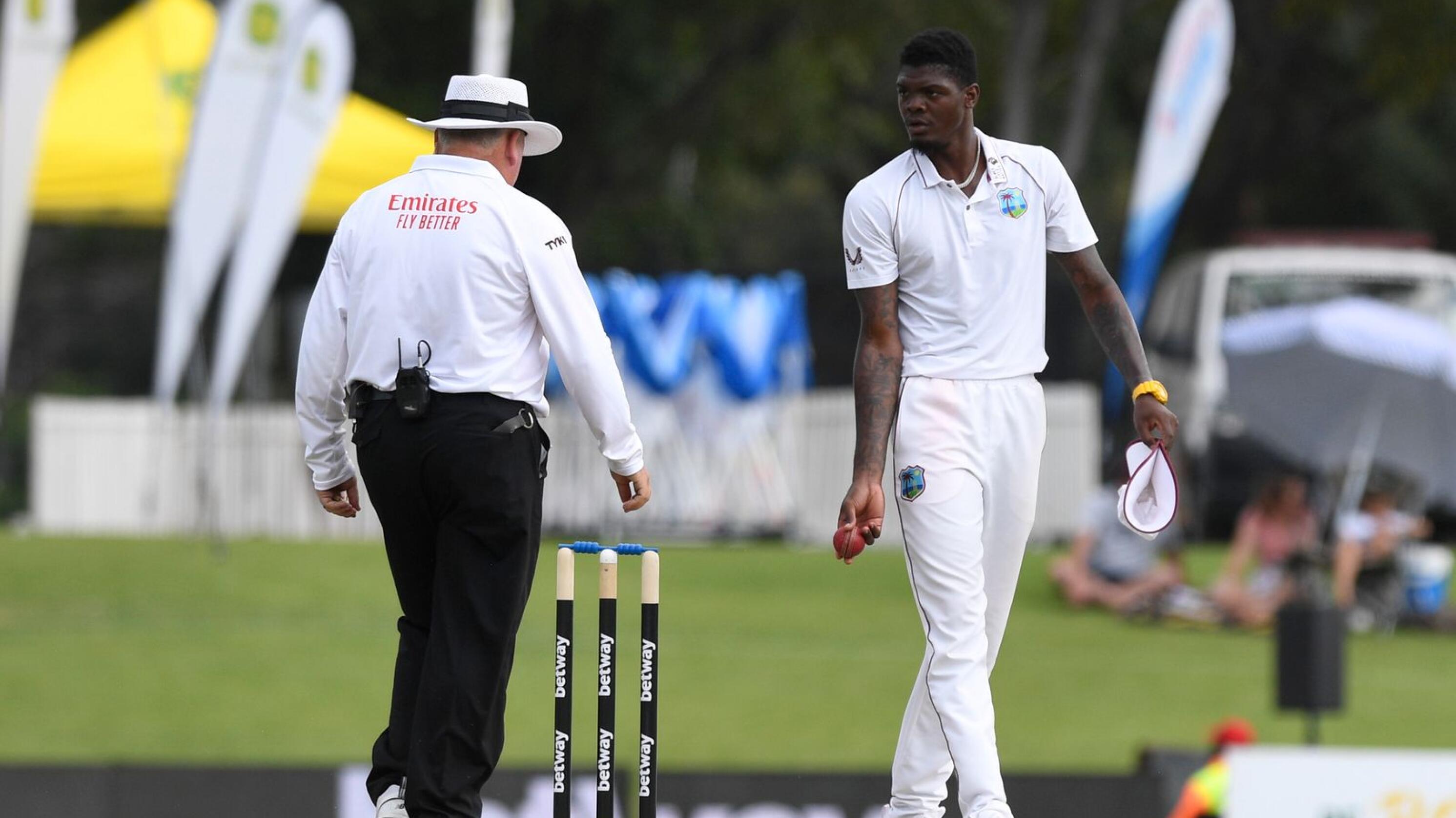 West Indies bowler Alzarri Joseph in action