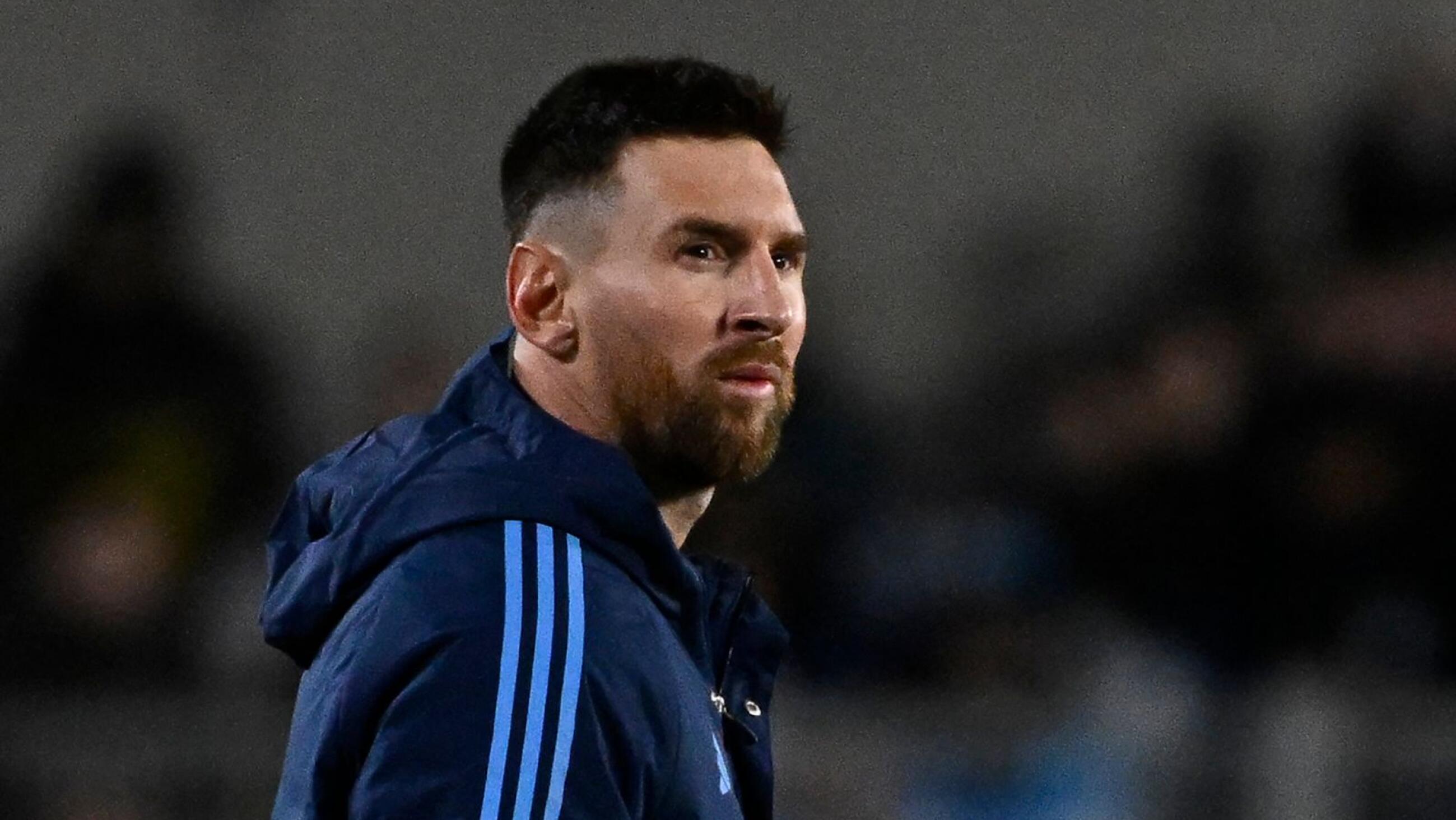 Argentina's forward Lionel Messi looks on at the end of the 2026 FIFA World Cup South American qualifiers football match between Argentina and Ecuador, at the Mas Monumental stadium in Buenos Aires