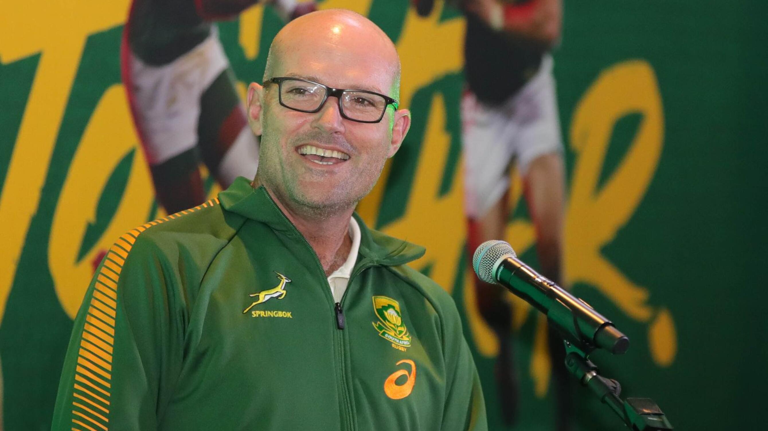 Jacques Nienaber, Springbok coach during the meet the Springboks press conference at Southern Sun Hotel, Pretoria on Thursday