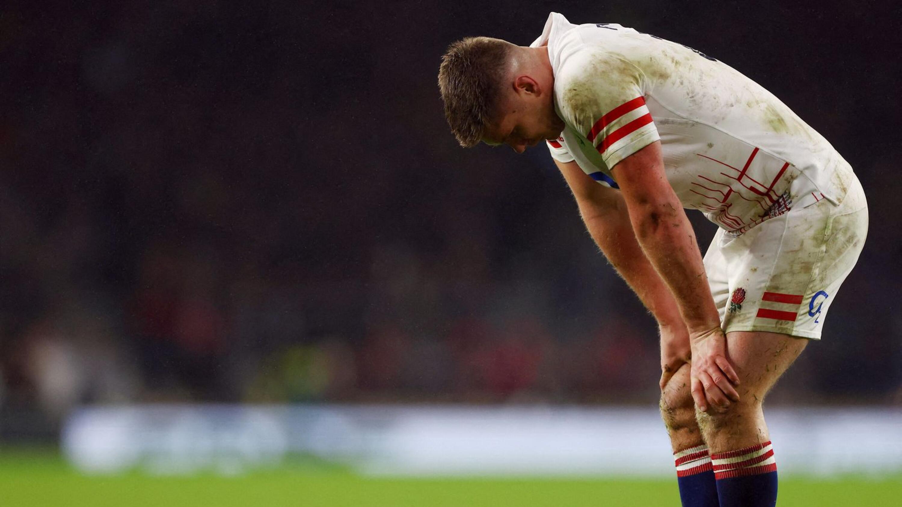 England's Owen Farrell looks dejected after their humiliating defeat against France in Saturday’s Six Nations clash at Twickenham