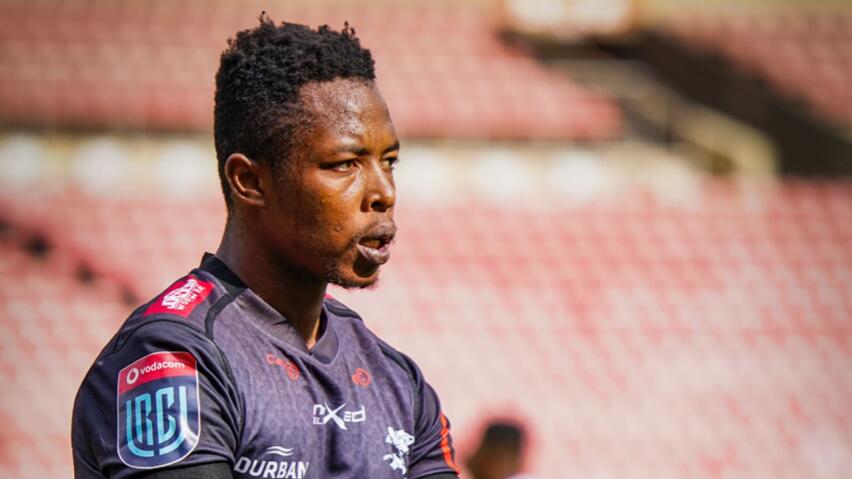 Sbu Nkosi during his time at the Cell C Sharks in the United Rugby Championship 2021/2022 game against the Emirates Lions Ellis Park Stadium in Johannesburg