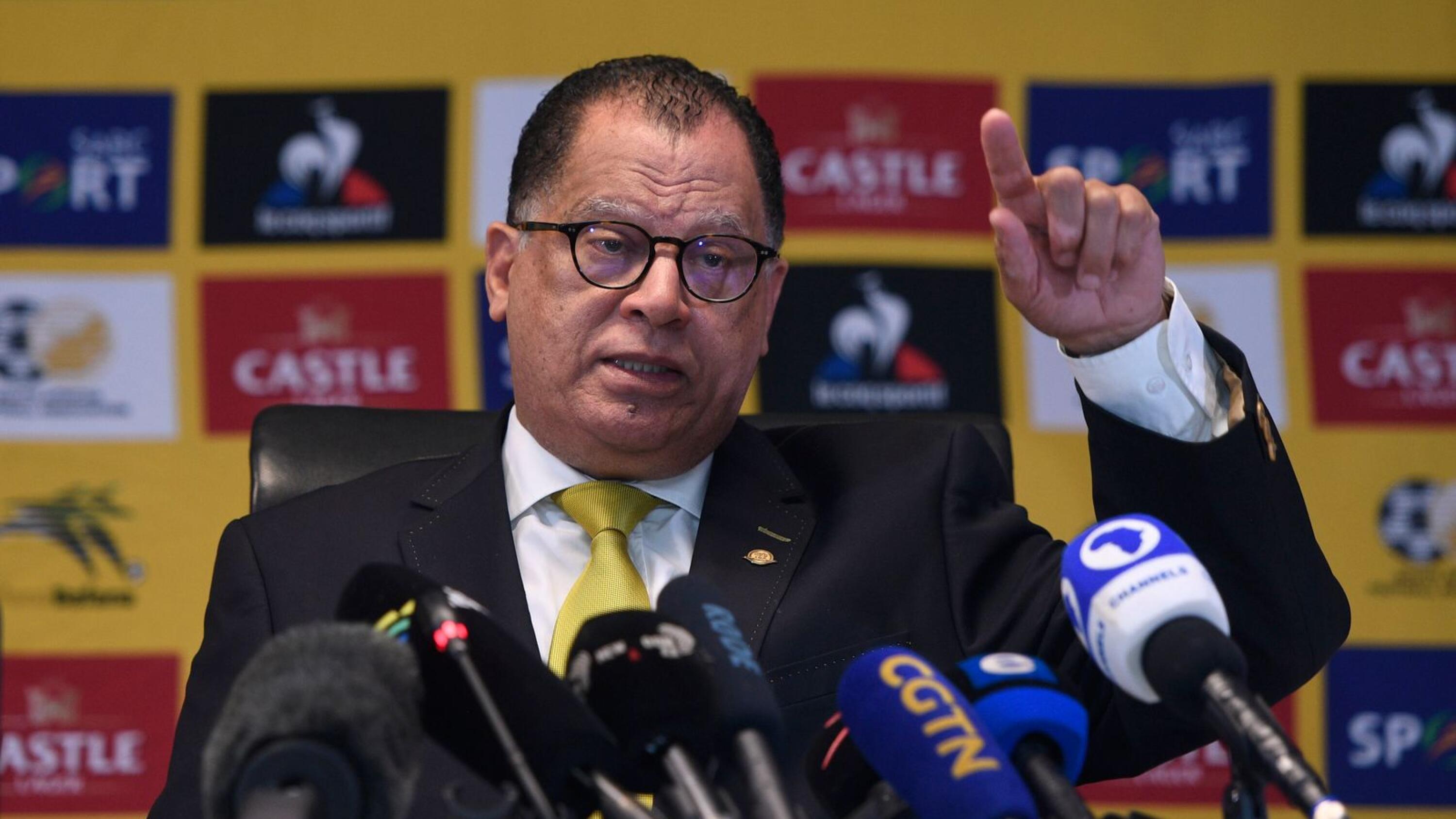 SAFA President Danny Jordaan speaks to the media during a press conference at SAFA House in Nasrec on Wednesday