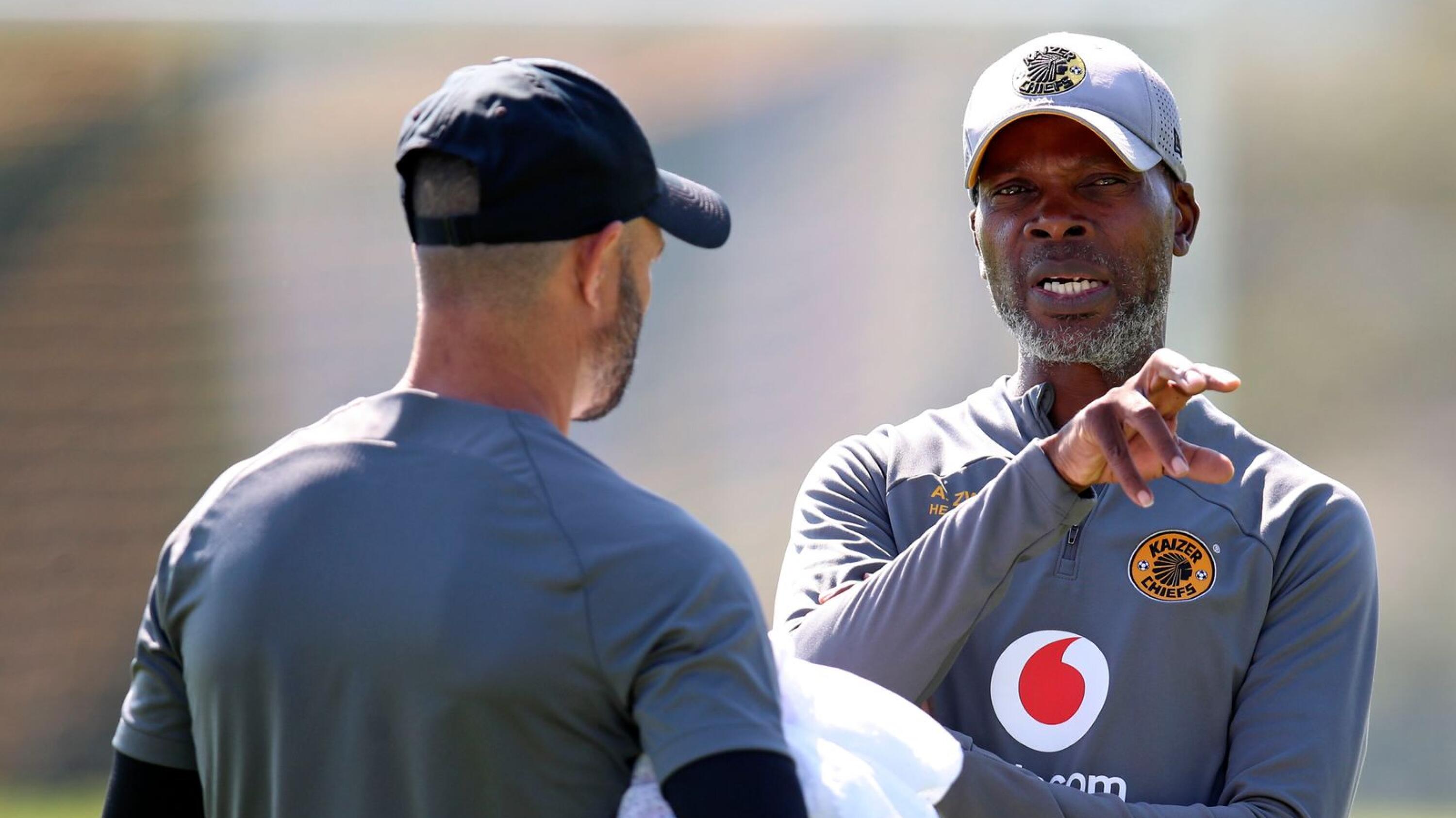 Kaizer Chiefs head coach Arthur Zwane with assistant coach Dillon Sheppard
