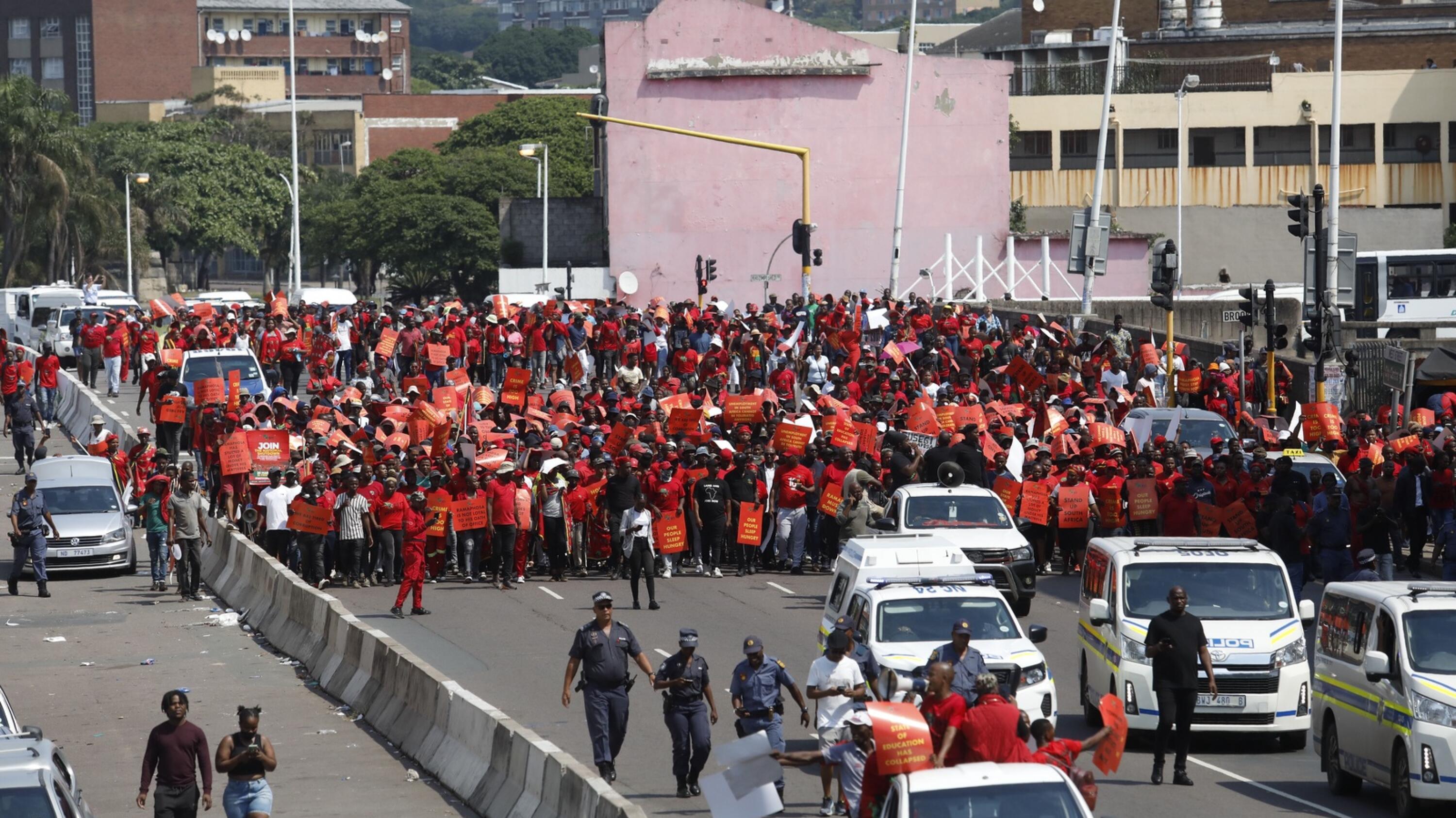 EFF supporters during their march in Durban.