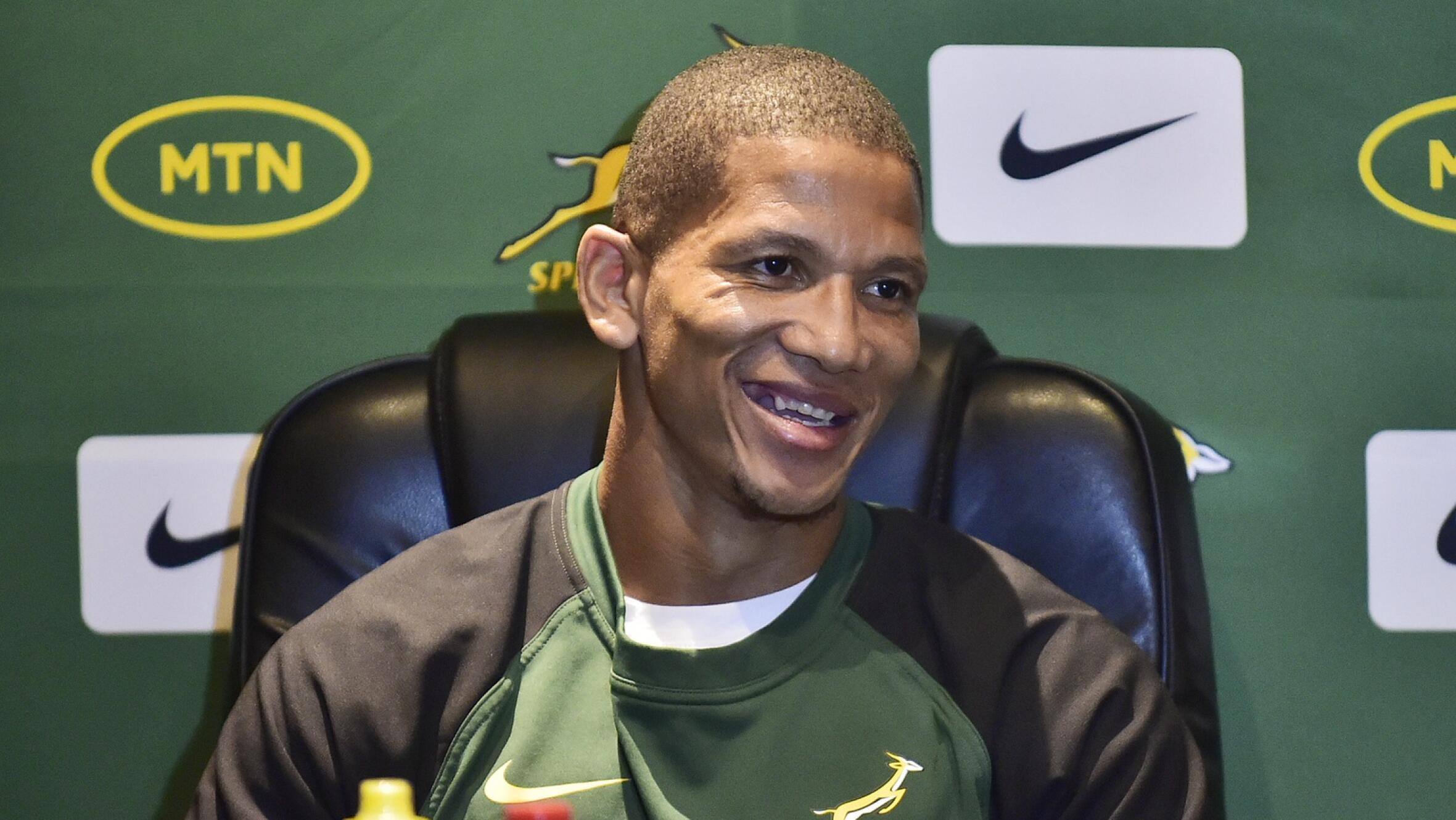 Springboks player Manie Libbok during a media conference held at Southern Sun