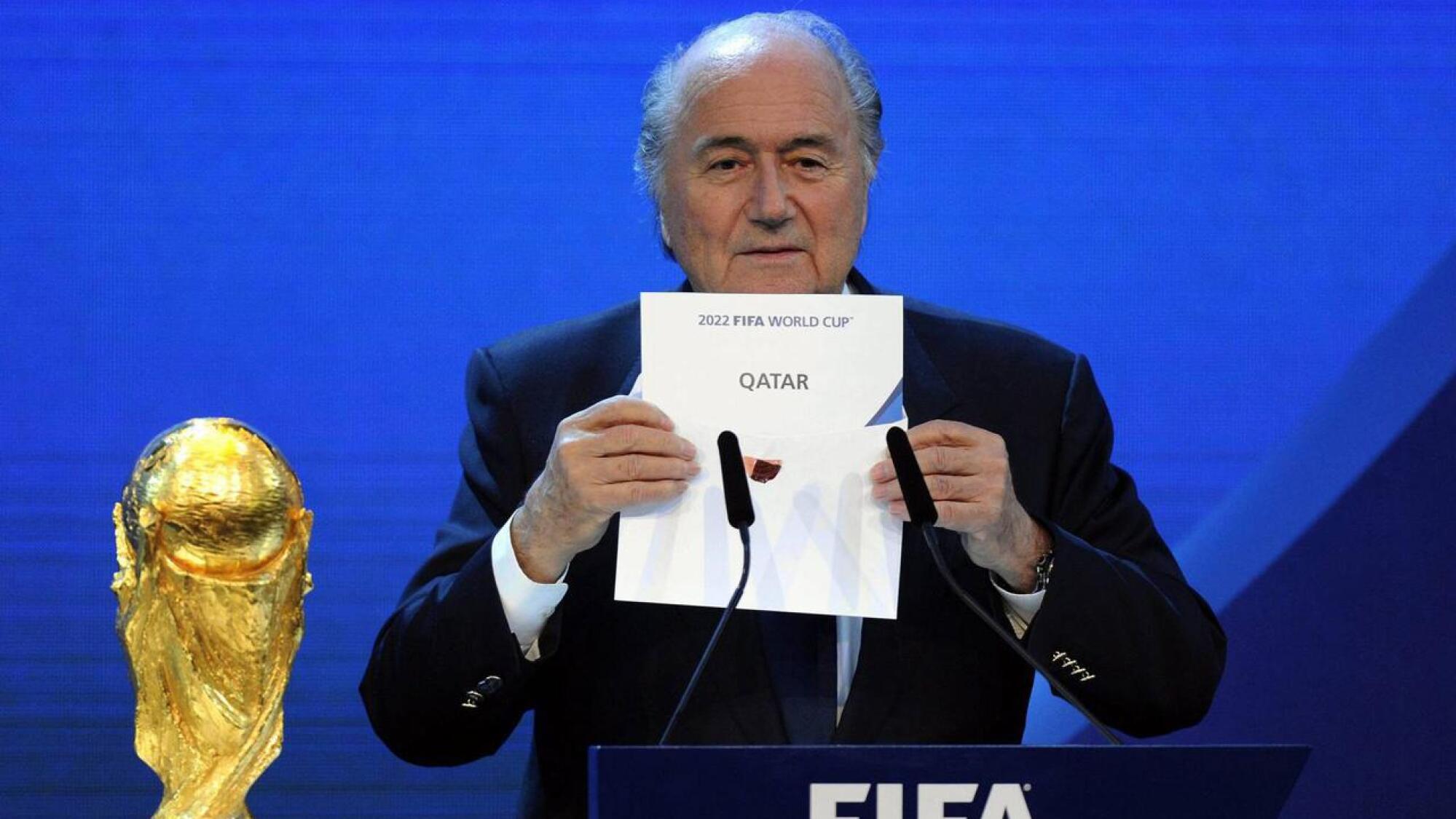 Former Fifa president Sepp Blatter announces that Qatar will be hosting the 2022 Football World Cup