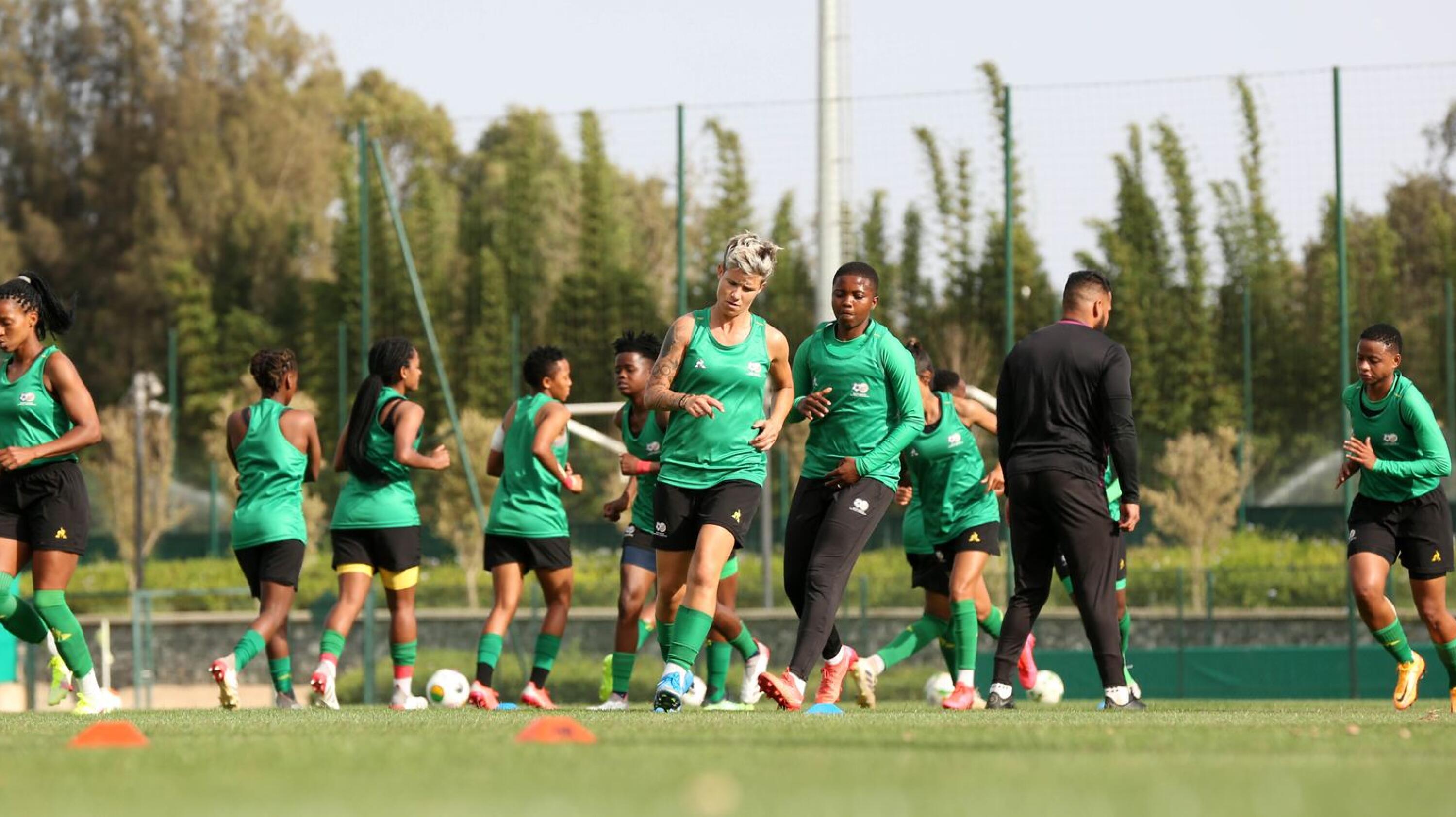Banyana Banyana players during the 2022 Womens Africa Cup Of Nations training session at Complex Mohamed VI De Football, Rabat