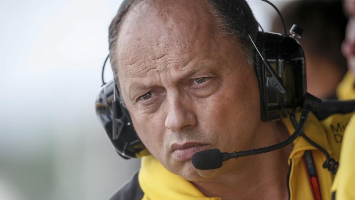 Frenchman Frederic Vasseur with a headset on during a Formual One race