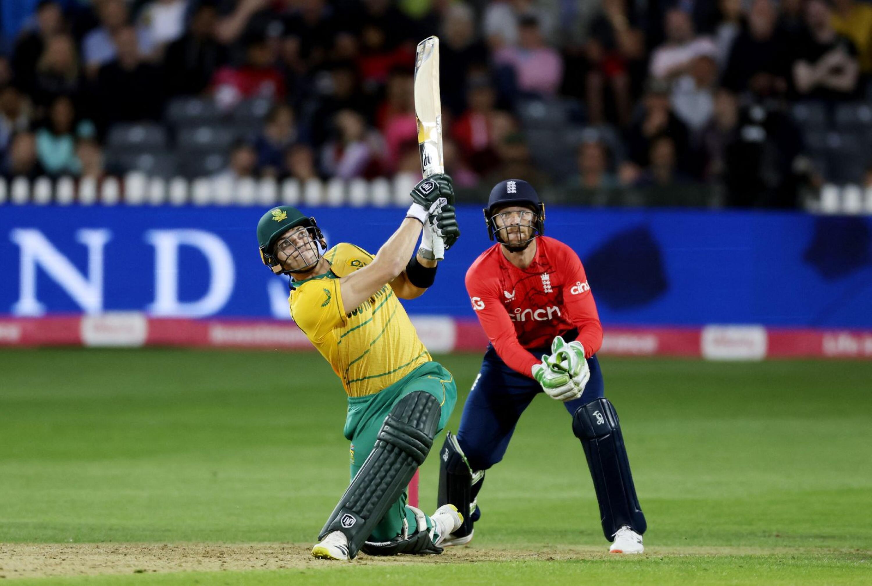 South Africa's Tristan Stubbs in action during the first T20 International against England at the Seat Unique Stadium in Briston on Wednesday