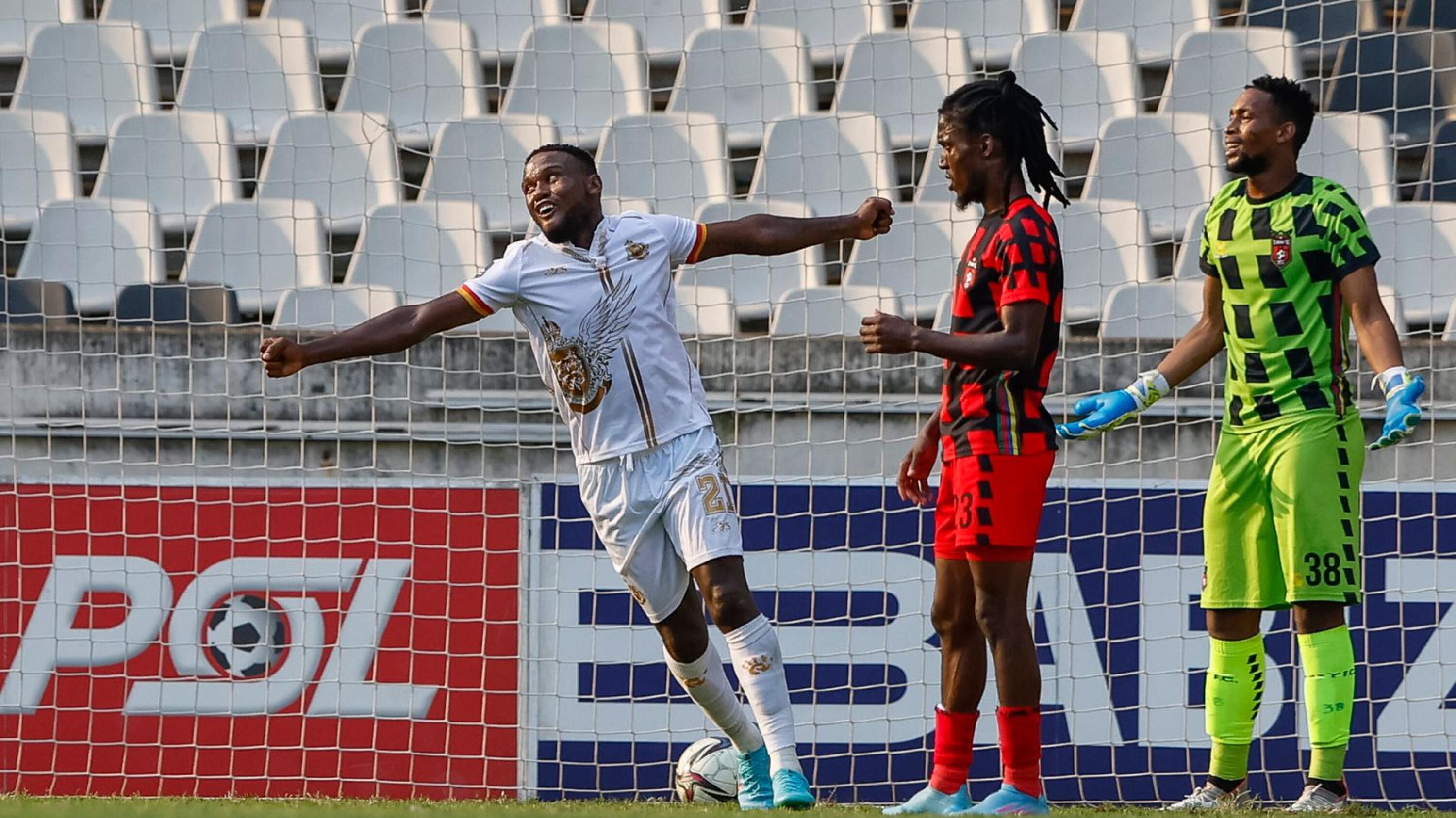 Victor Letsoalo of Royal AM after finding the back of the net during their DStv Premiership match against TS Galaxy at Mbombela Stadium in Mbombela on Saturday