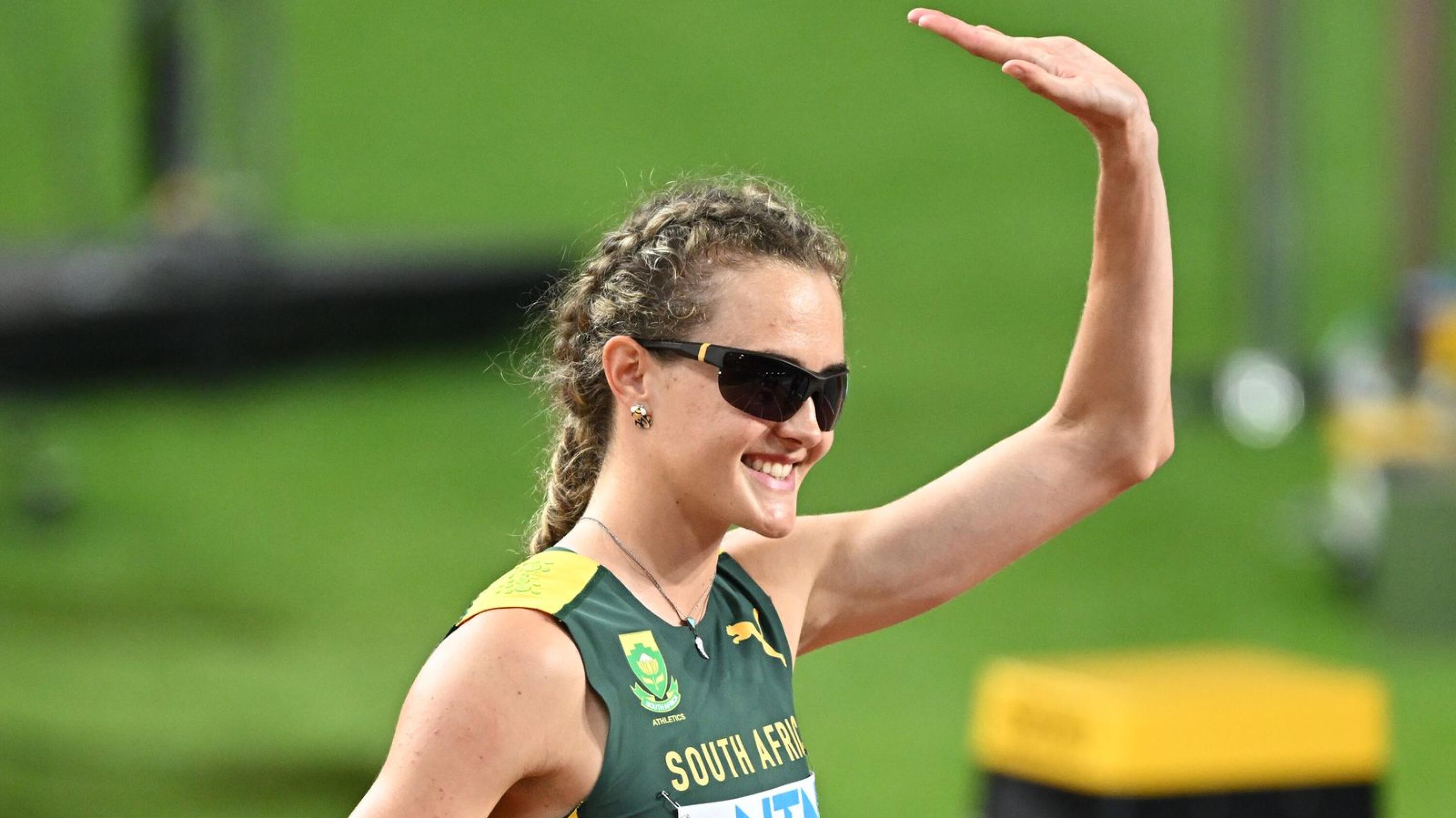 South Africa's Zeney Van Der Walt gestures before the women's 400m semi-final