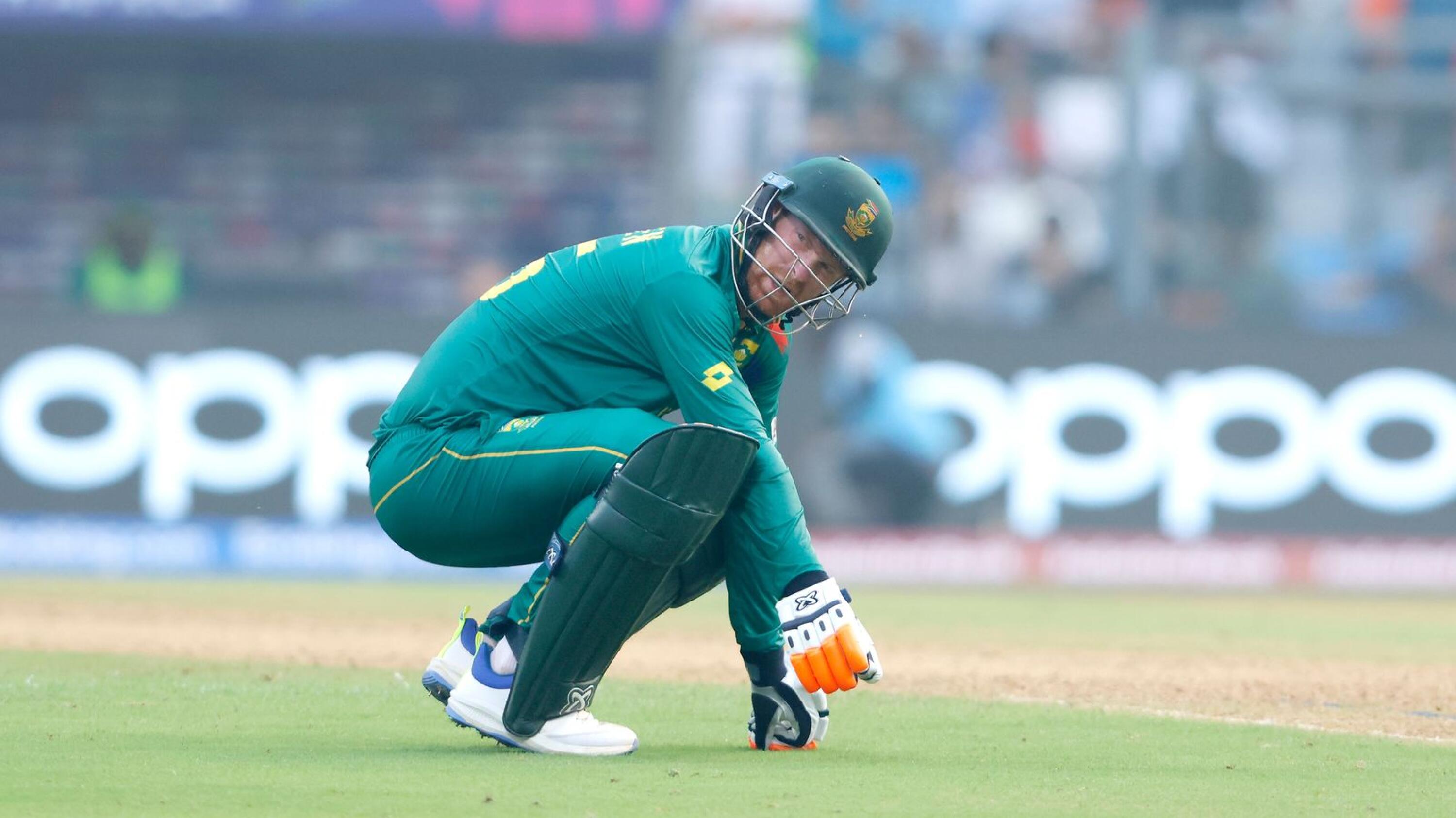 Proteas star Heinrich Klaasen looks tired during his innings against England in the Mumbai heat.