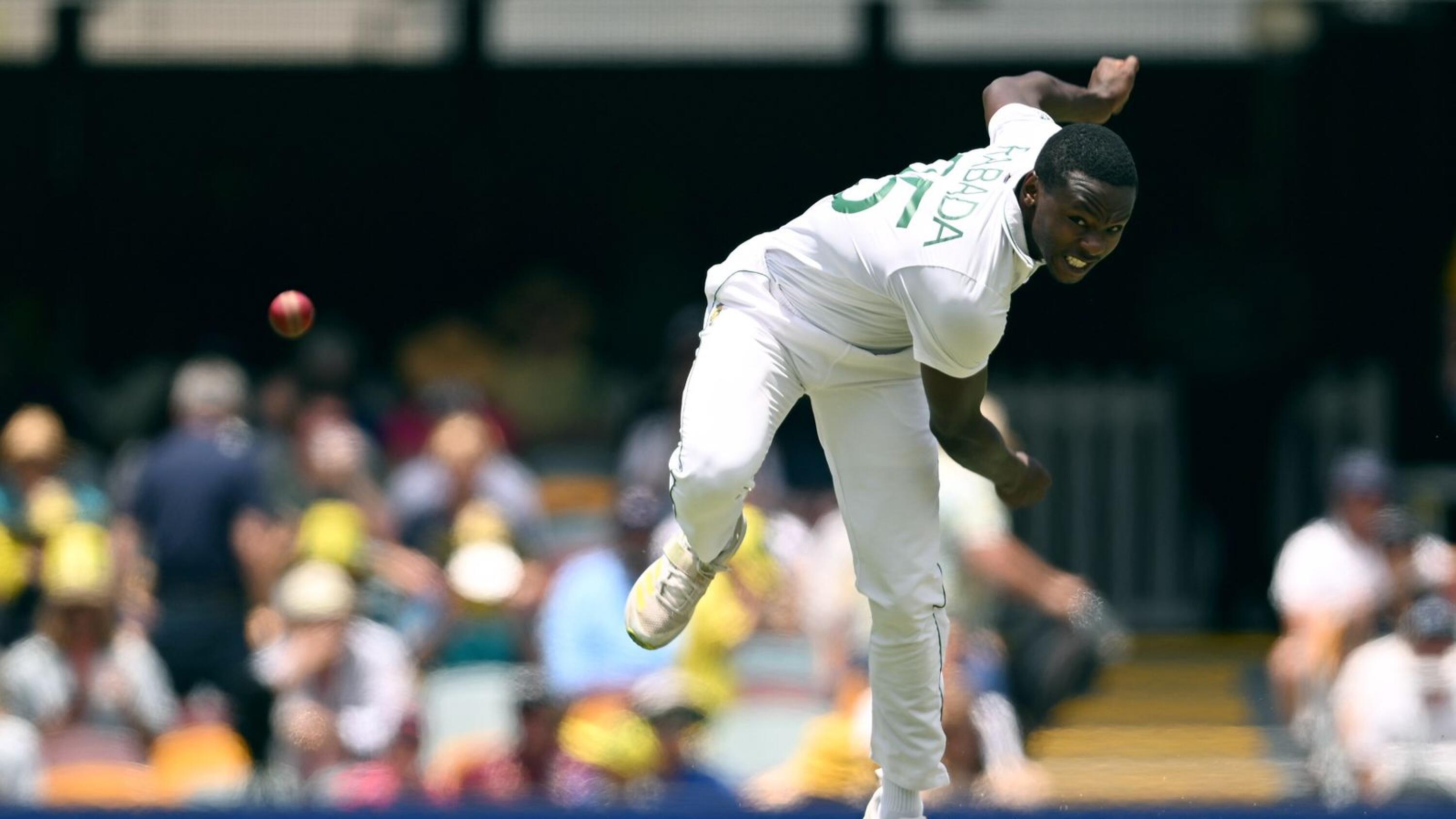 South Africa bowler Kagiso Rabada in action on day two of the First Test against Australia at the Gabba in Brisbane