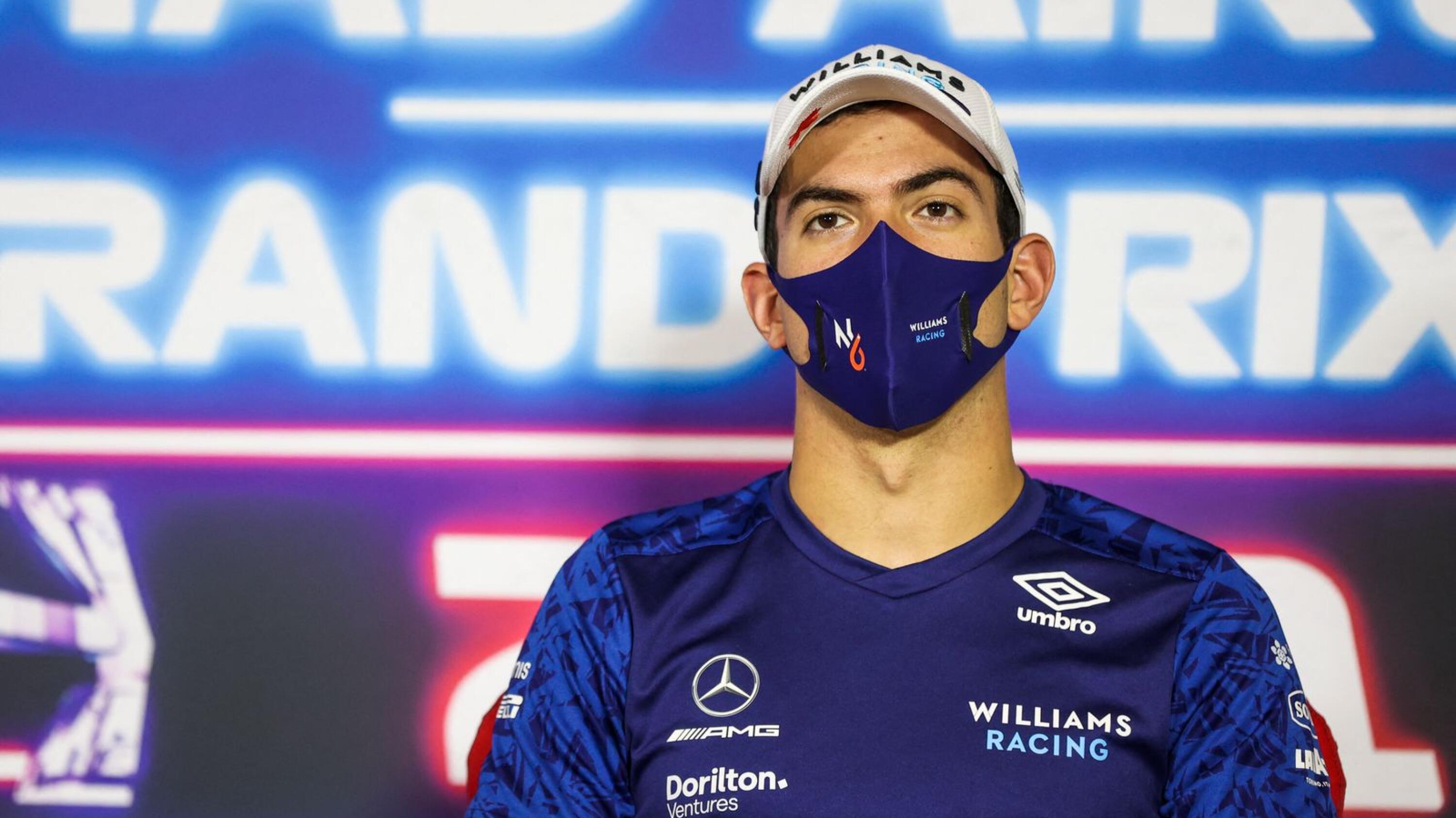 Williams' Canadian driver Nicholas Latifi gives a press conference ahead of the Abu Dhabi Formula One Grand Prix at the Yas Marina Circuit in the Emirati city of Abu Dhabi on December 9, 2021