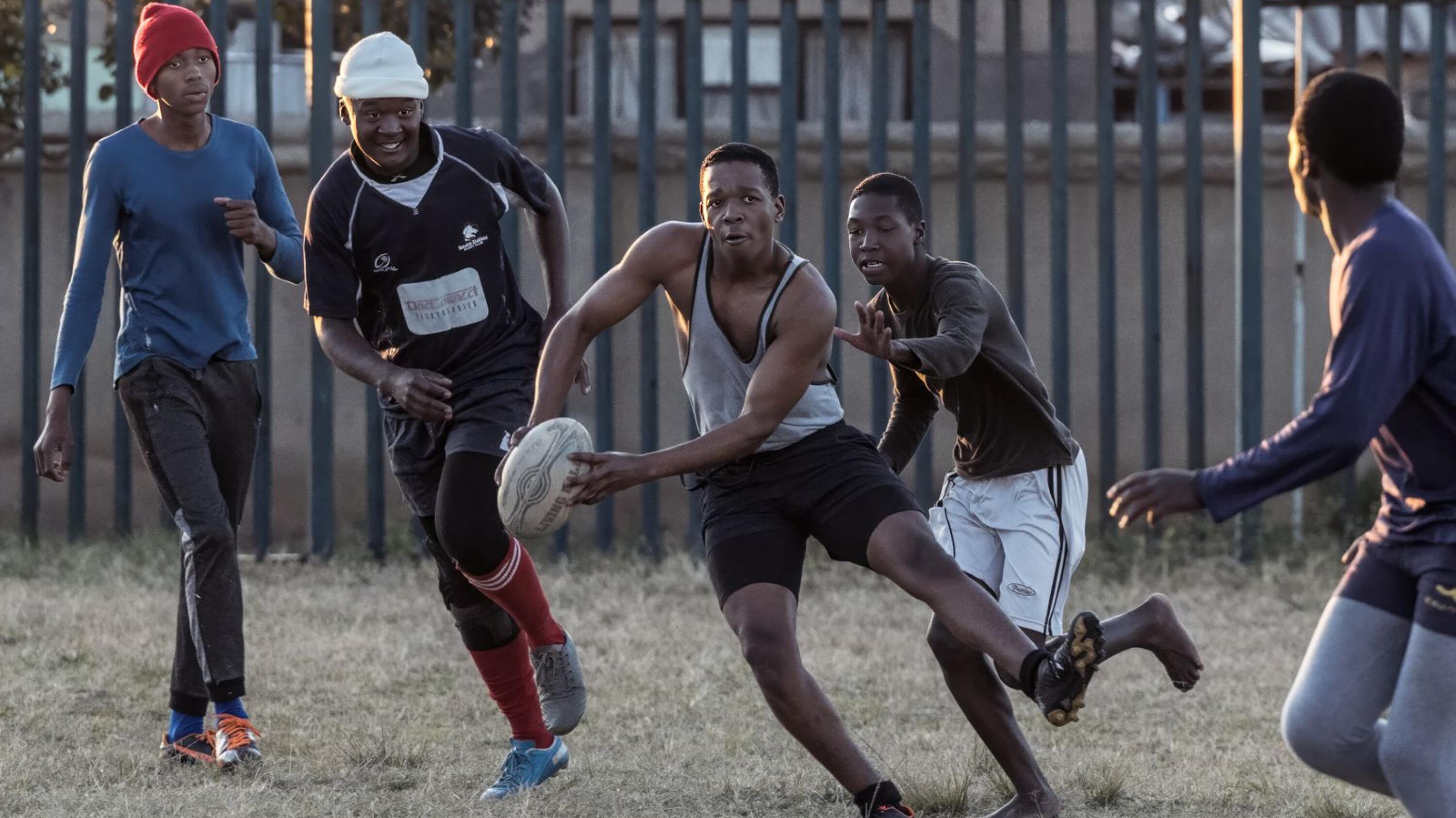 Stallions rugby club players players train in Tembisa. 