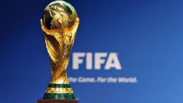 The World Cup trophy on display.