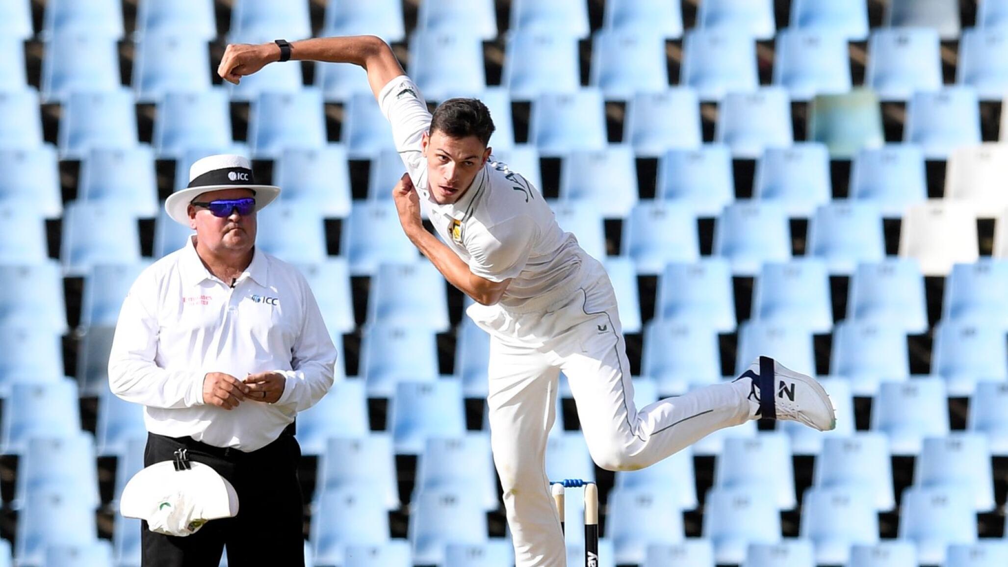 South Africa bowler Marco Jansen in action