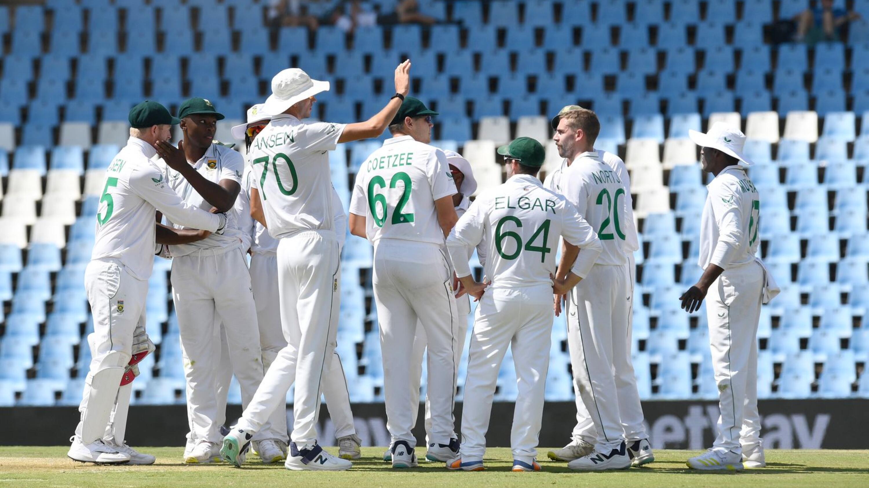 Anrich Nortje celebrates a wicket during day two of the first Test against the West Indies at Centurion on Wednesday.