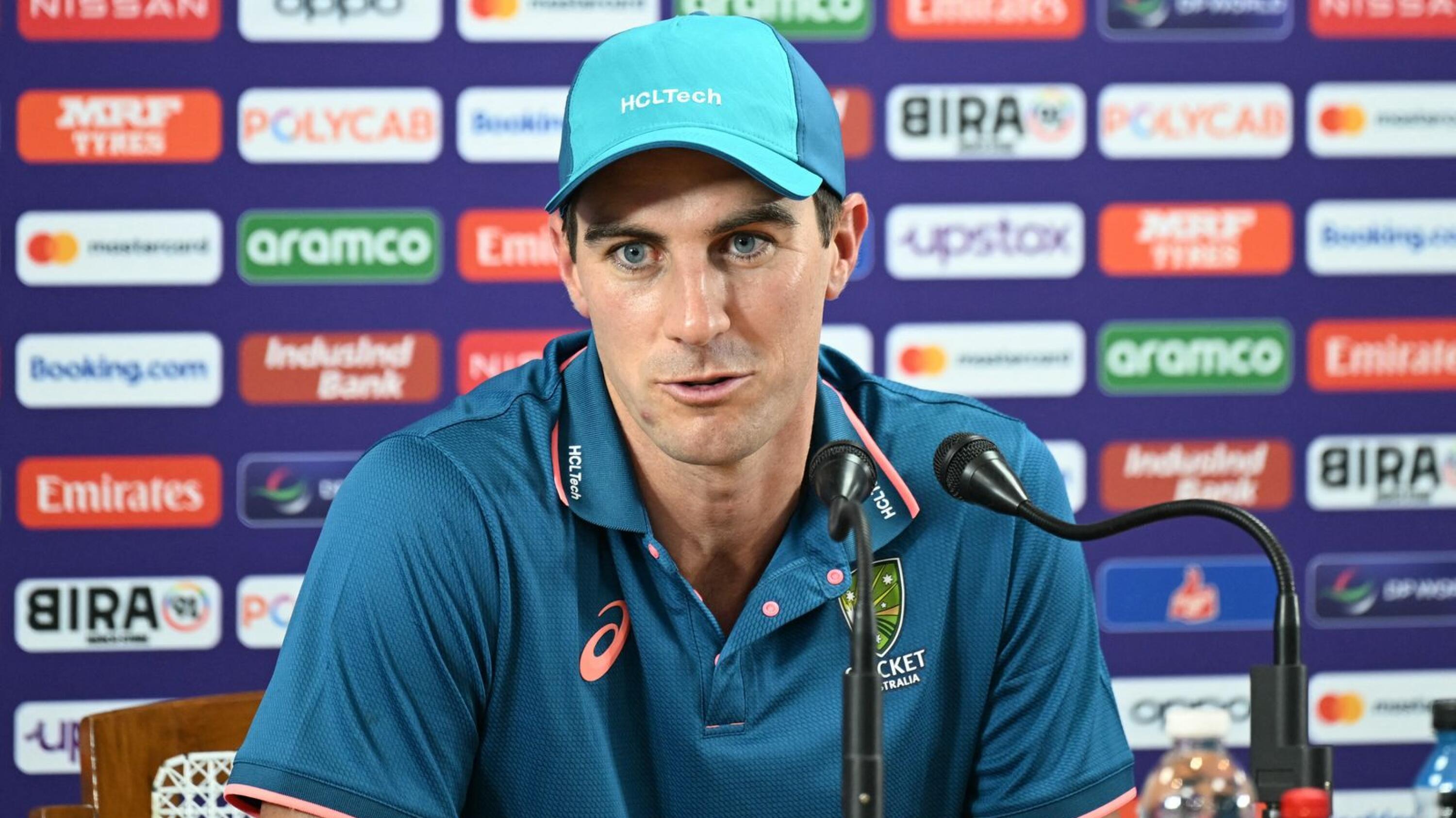 Australia captain Pat Cummins speaks during a press conference