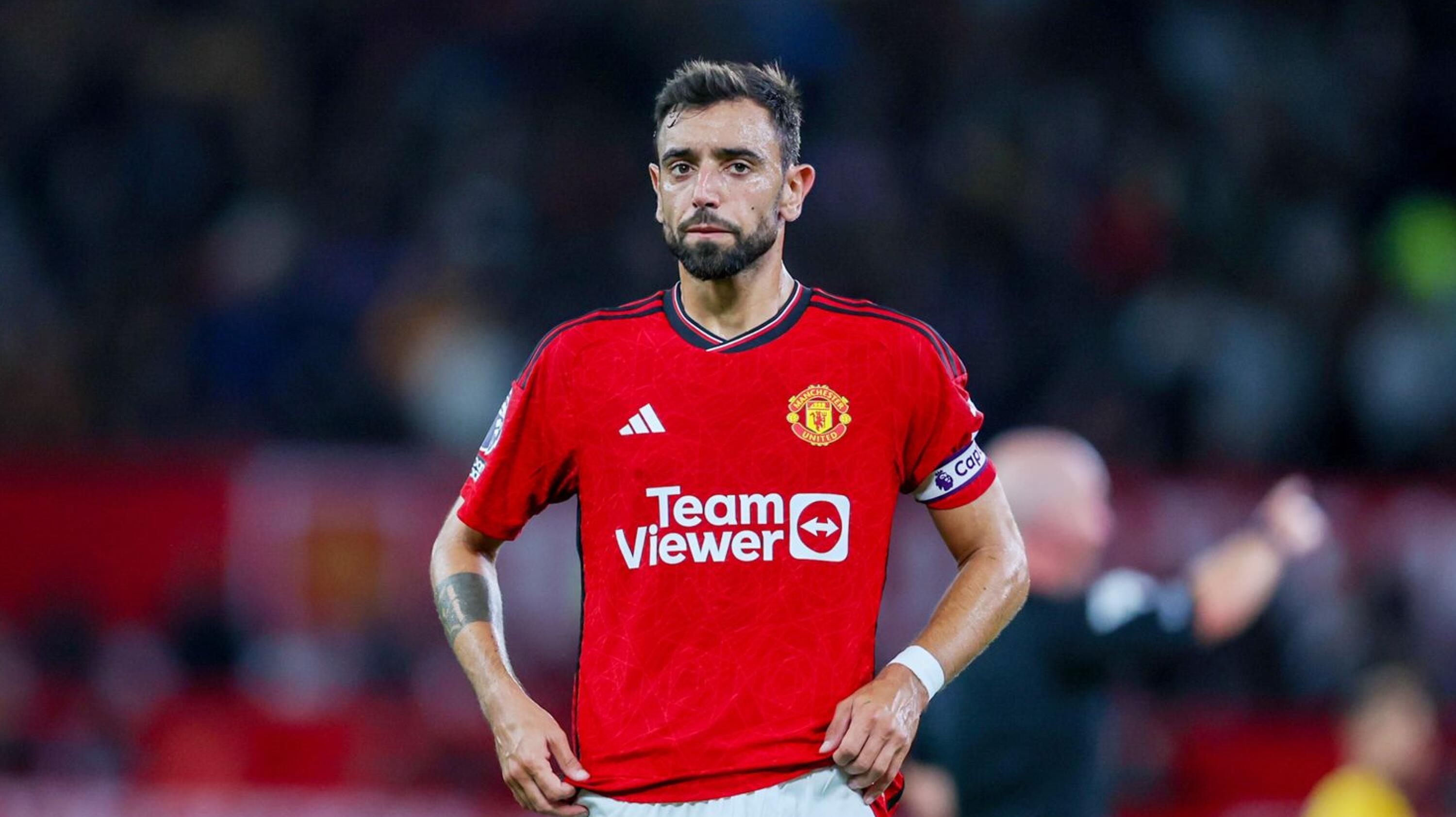 Manchester United midfielder Bruno Fernandes during the English championship Premier League football match between Manchester United and Wolverhampton Wanderers on 14 August 2023 at Old Trafford in Manchester, England