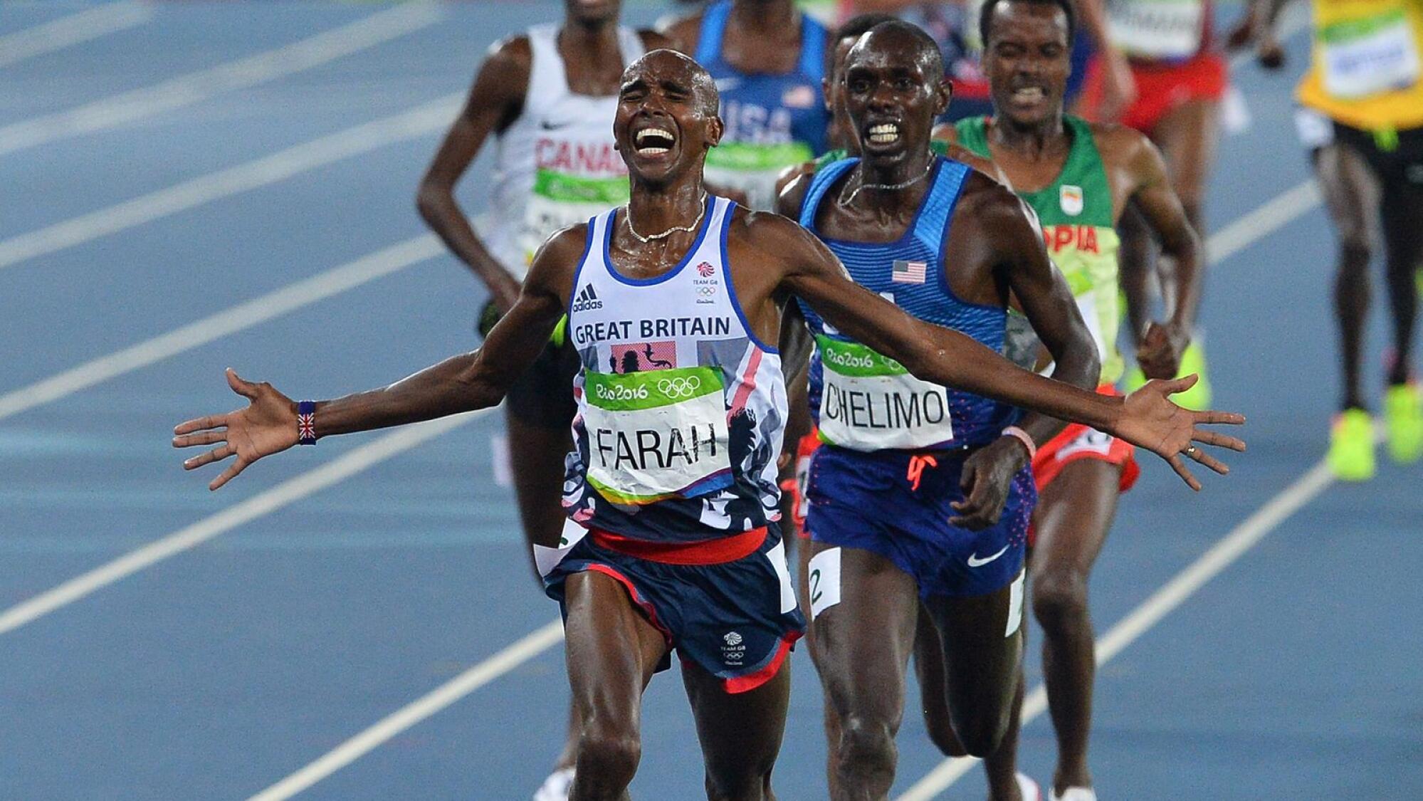 Mo Farah wins gold in the men’s 5000m final during the 2016 Rio Olympic Games Athletics Events in Rio de Janeiro, Brazil 