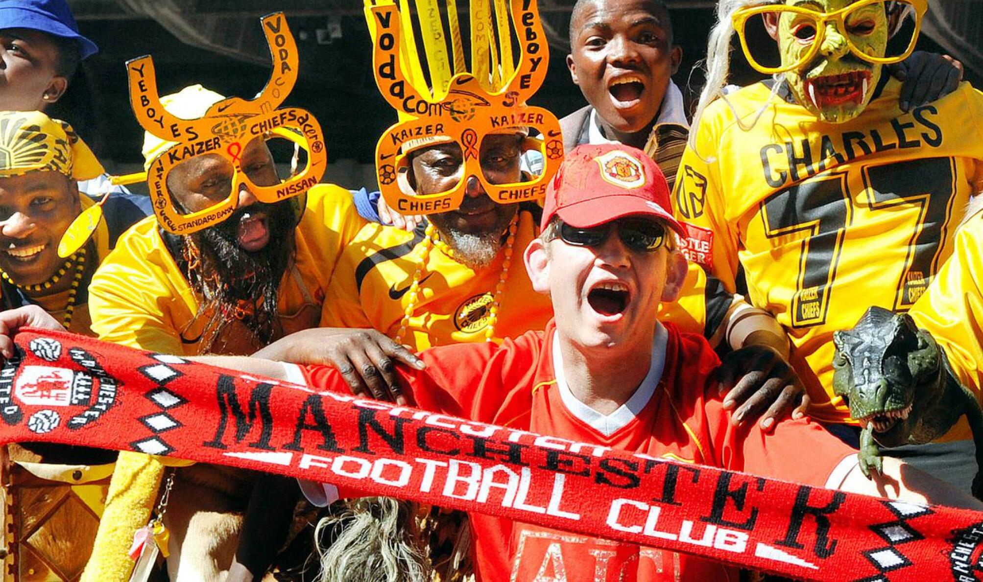 Kaizer Chiefs and Manchester United fans at Newlands Stadium in Cape Town