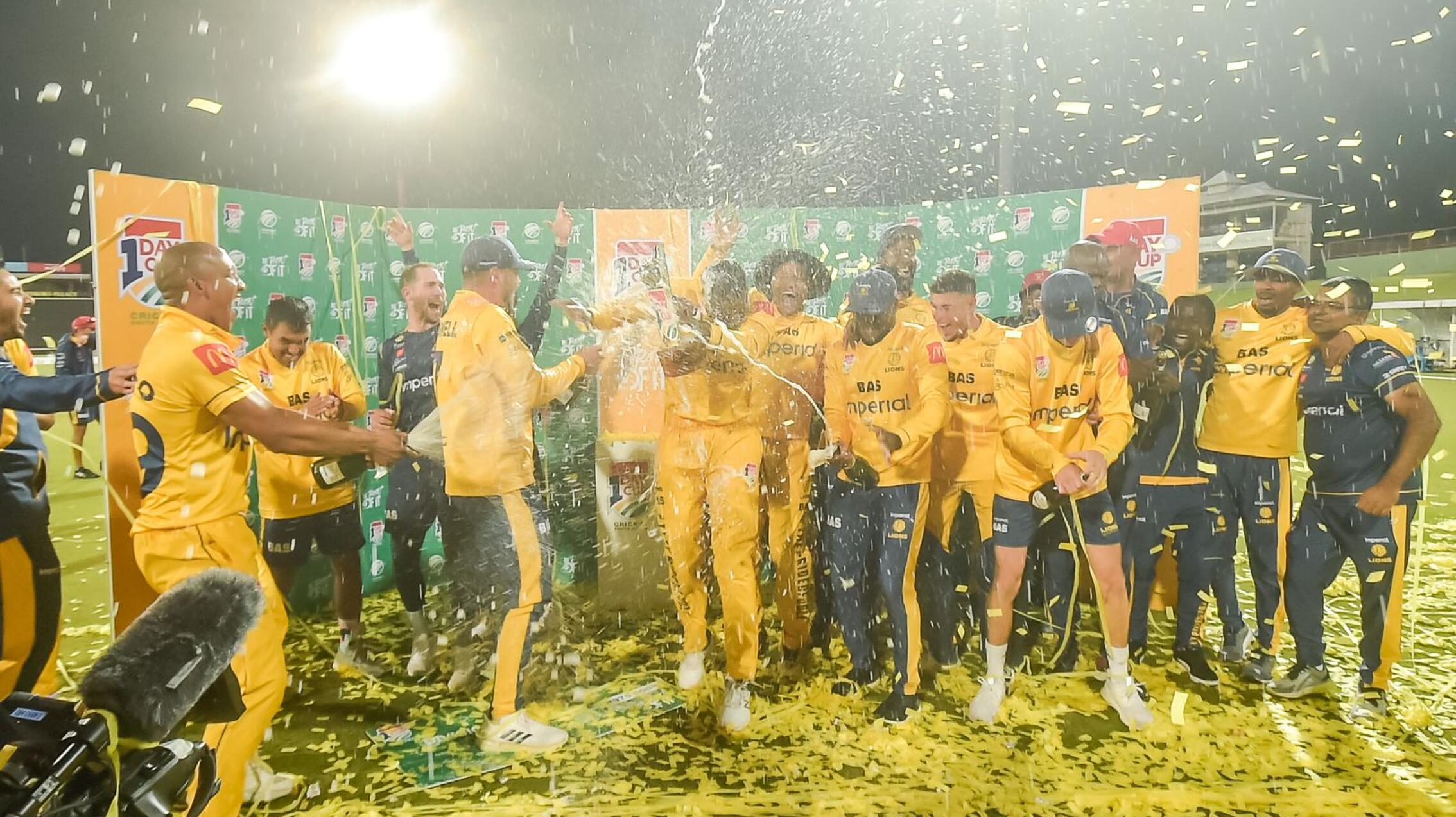 The Imperial Lions celebrate after beating the Titans in Wednesday’s CSA One-Day Cup Final at Supersport Park in Centurion