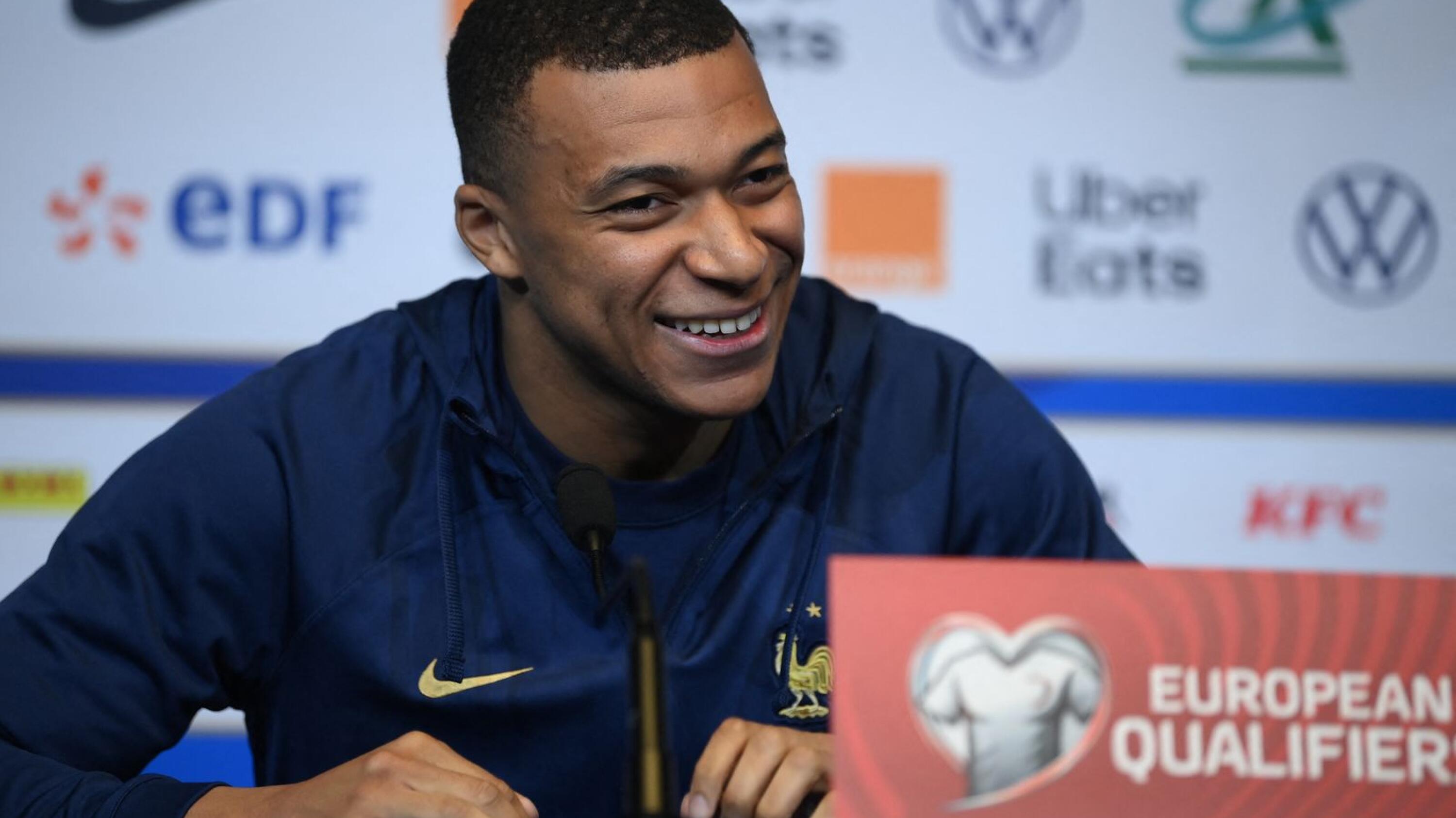 France captain Kylian Mbappe attends a press conference at Stade de France in Saint-Denis on Thursday, on the eve of their UEFA Euro 2024 qualifier against the Netherlands
