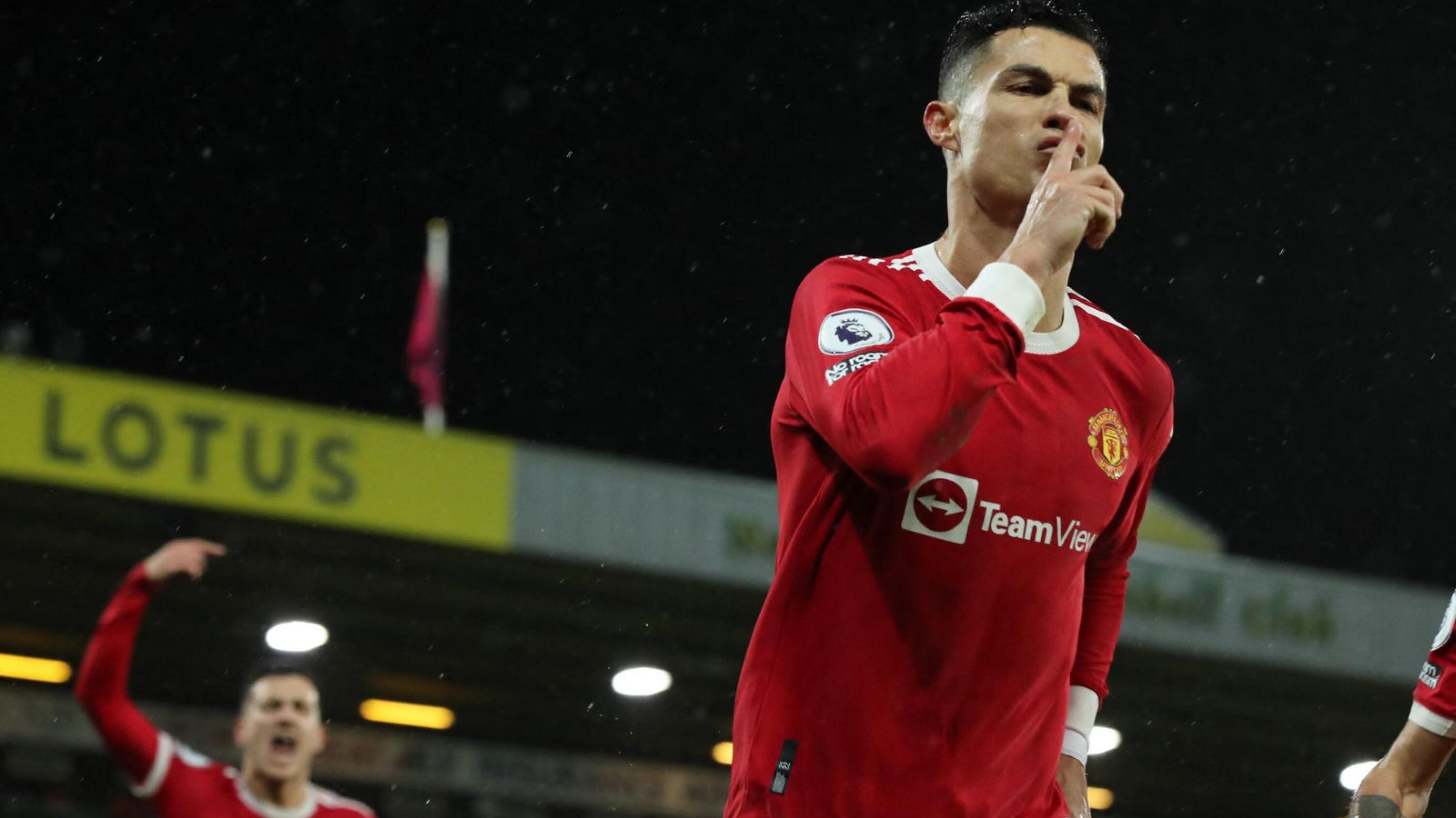 Manchester United's Cristiano Ronaldo celebrates after scoring their first goal from the penalty spot during their Premier League game against Norwich City at Carrow Road on Saturday